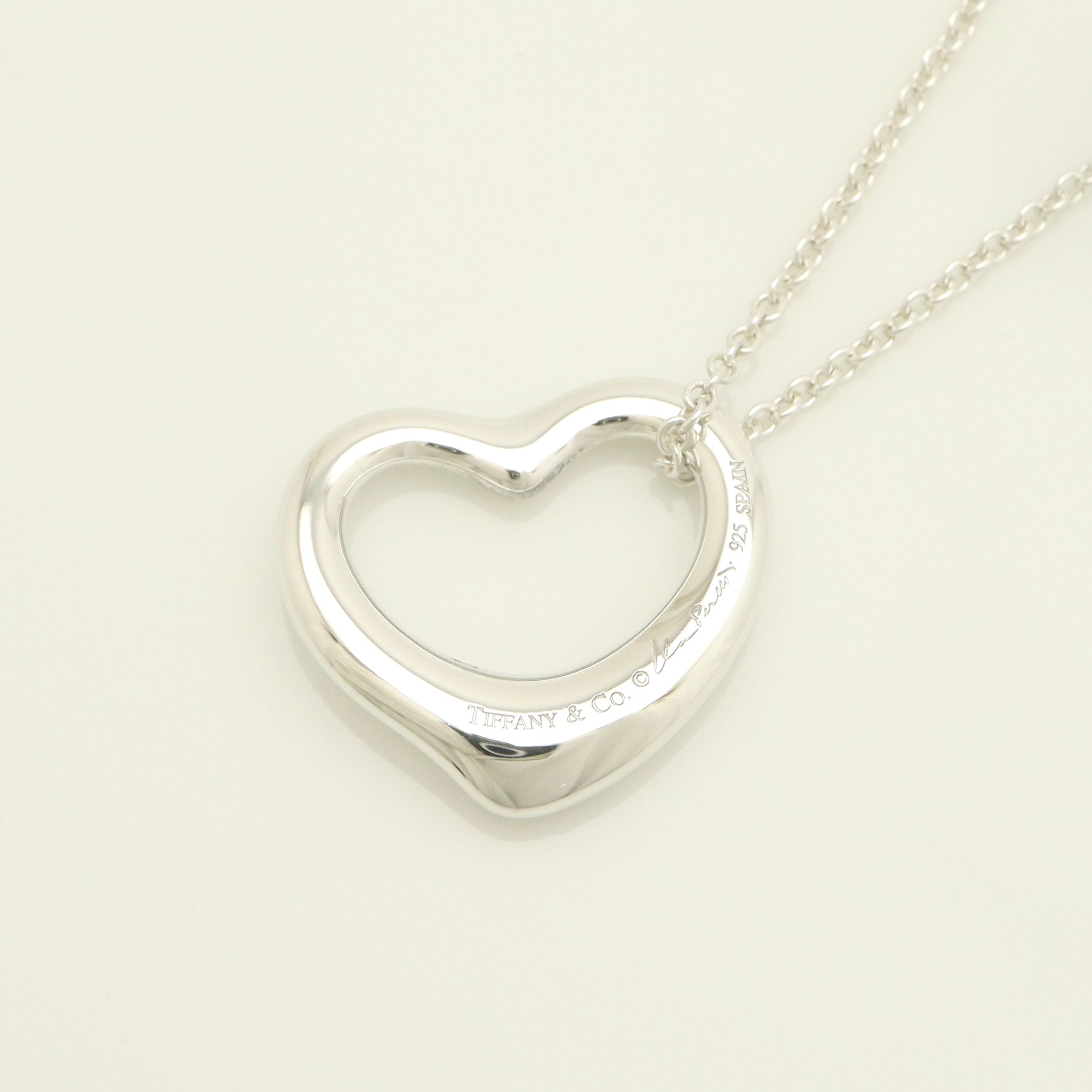 Tiffany & Co. Open Heart Pendant Necklace Sterling Silver 925
