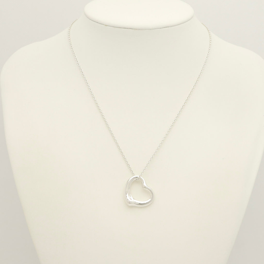 Tiffany & Co. Open Heart Pendant Necklace Sterling Silver 925