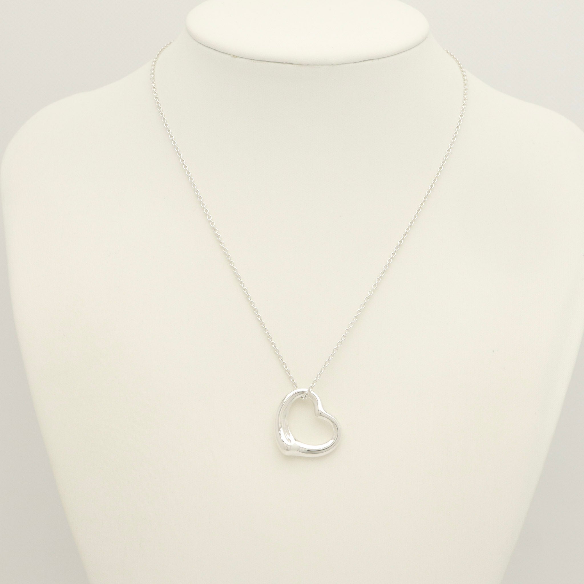 Tiffany & Co. Open Heart Pendant Necklace Sterling Silver 925