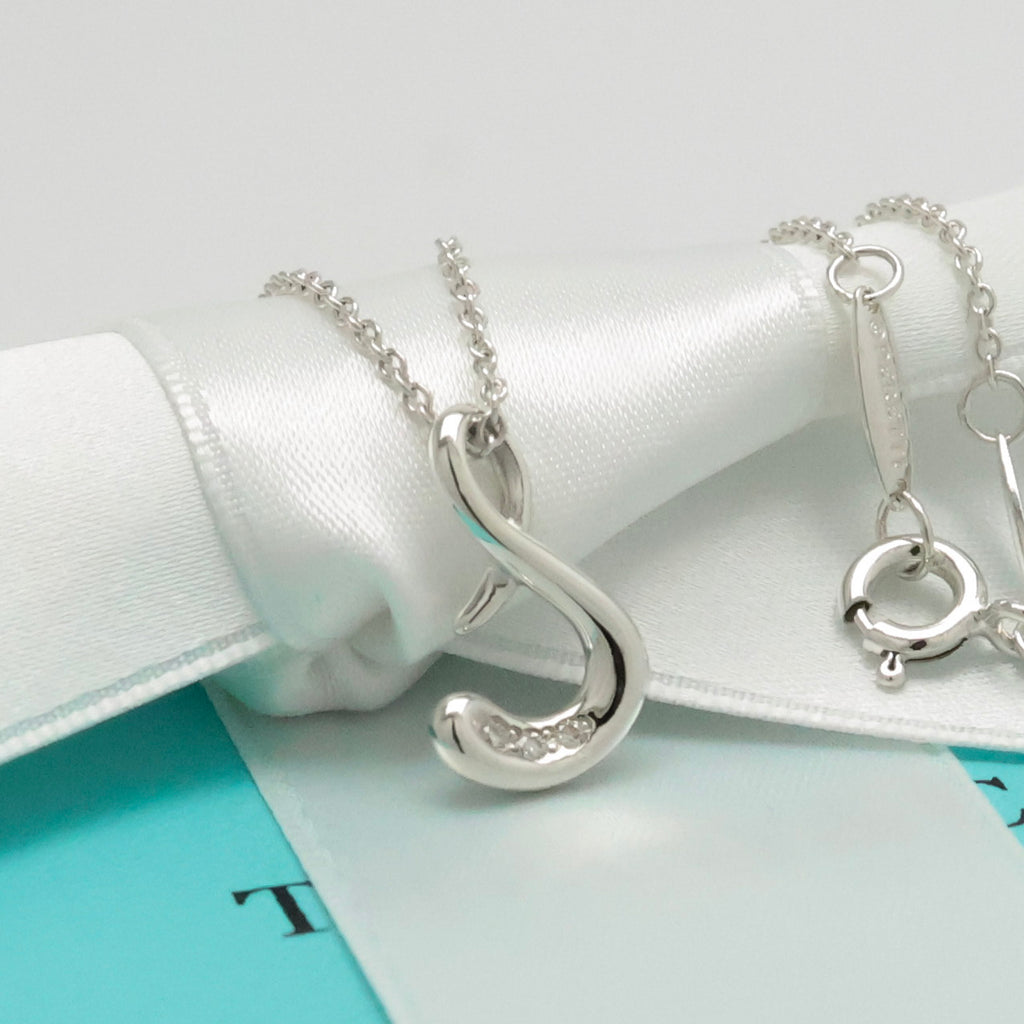 TIFFANY&Co. ノーツ レター S イニシャル 1P ダイヤモンド ネックレス AG925