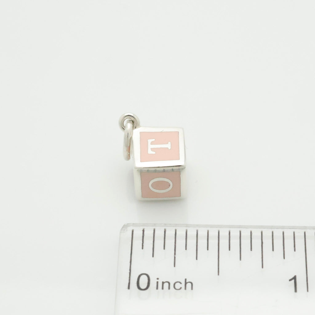TIFFANY&Co. NY  T&CO ピンク エナメル ブロック キューブ チャーム AG925