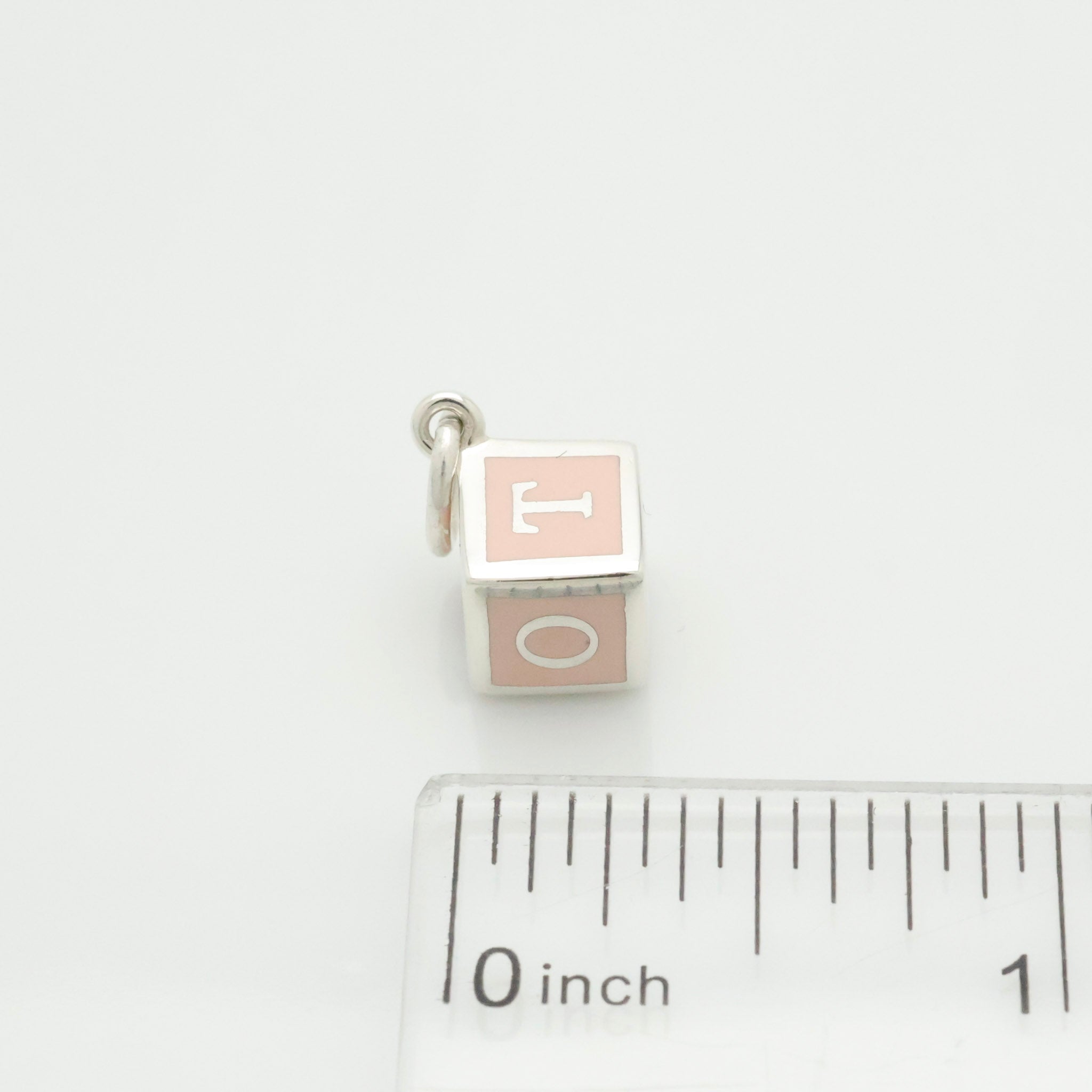 TIFFANY&Co. NY  T&CO ピンク エナメル ブロック キューブ チャーム AG925