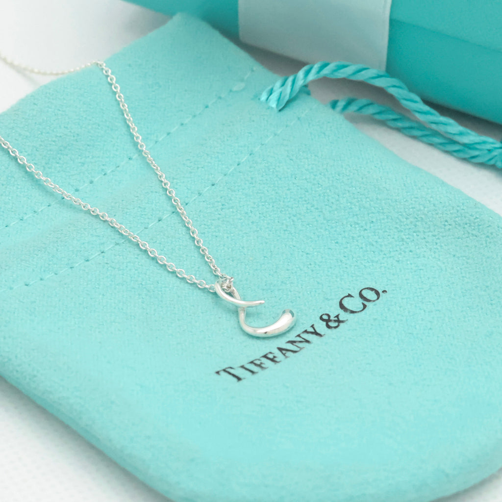 Tiffany & Co. Initial Letter "S" Pendant Necklace Sterling Silver 925