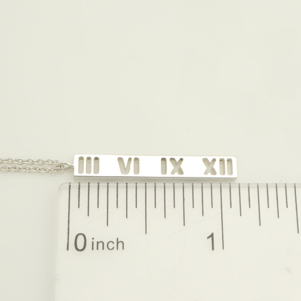 Tiffany & Co. Atlas Bar Roman Numeral Necklace Pendant Sterling Silver 925