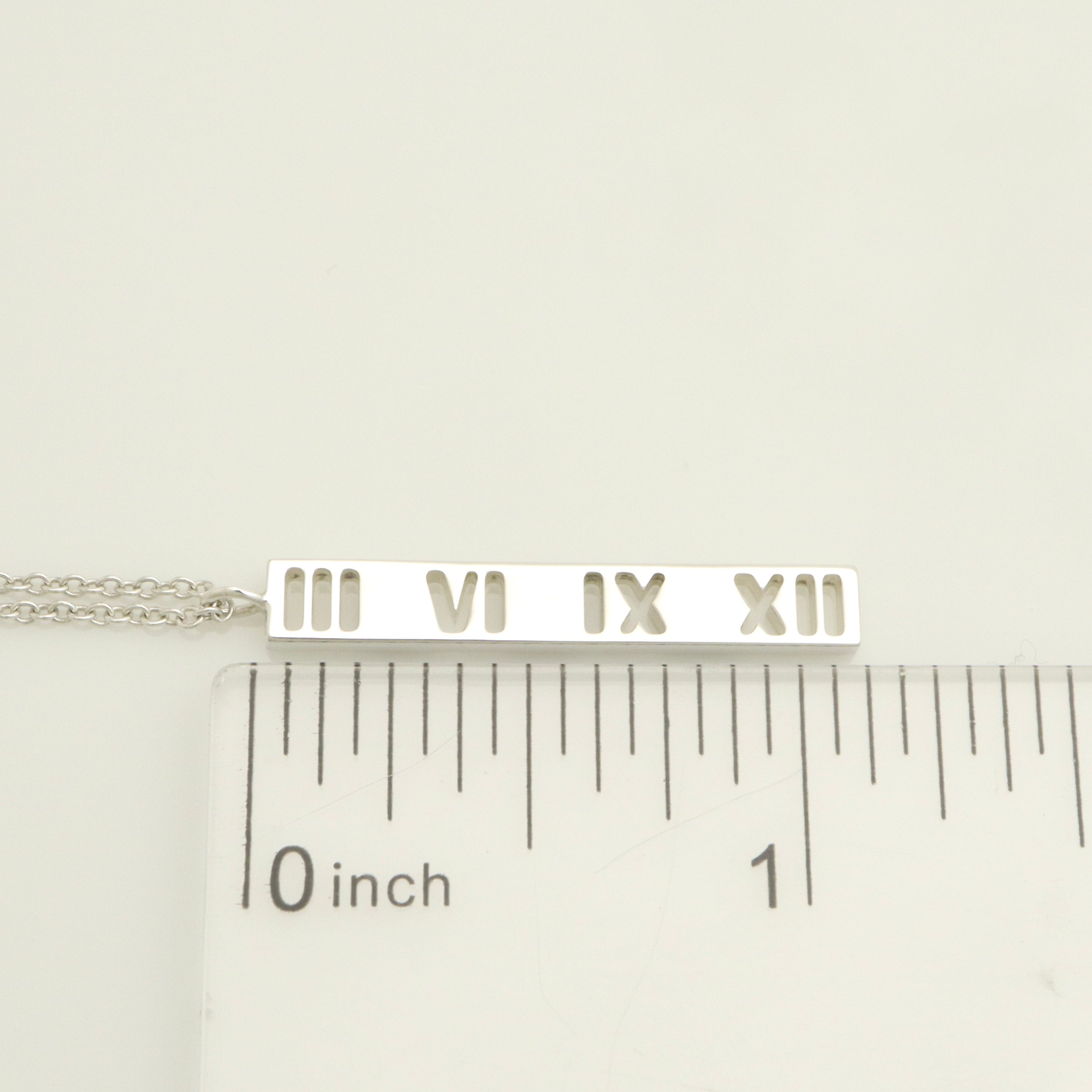 Tiffany & Co. Atlas Bar Roman Numeral Necklace Pendant Sterling Silver 925