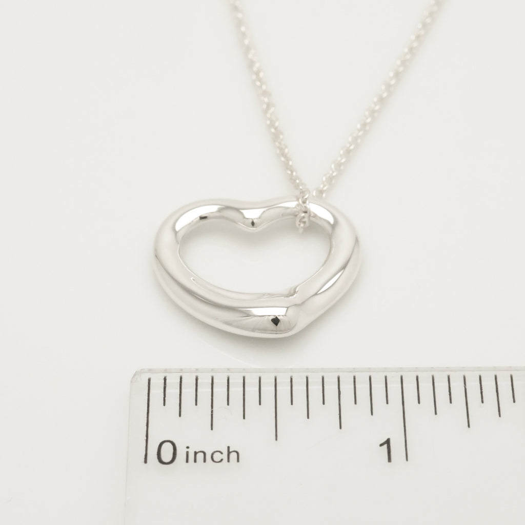 Tiffany & Co. Open Heart Pendant Necklace Sterling Silver 925