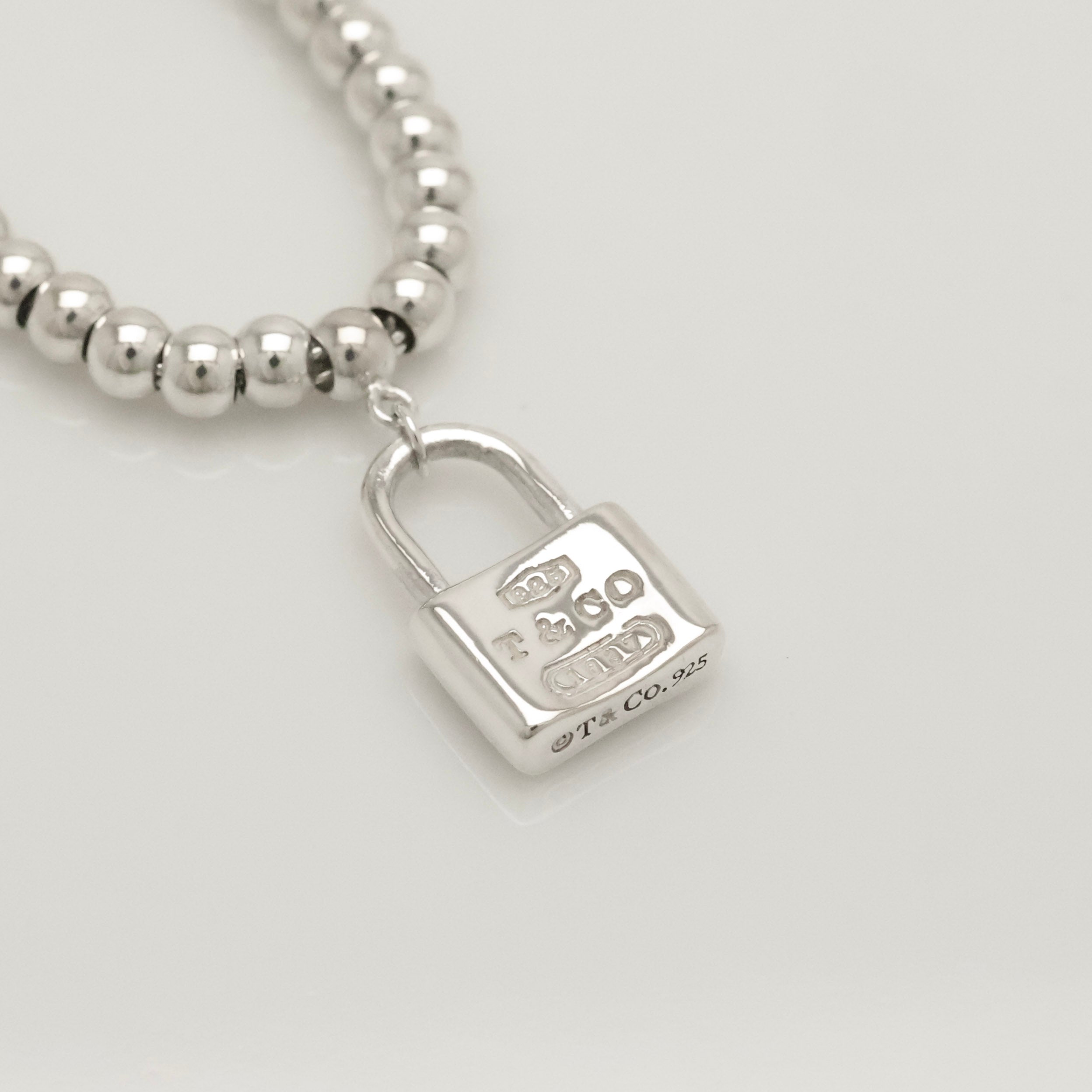 Tiffany & Co. 1837 Mini Padlock Bead Bracelet Sterling Silver 925