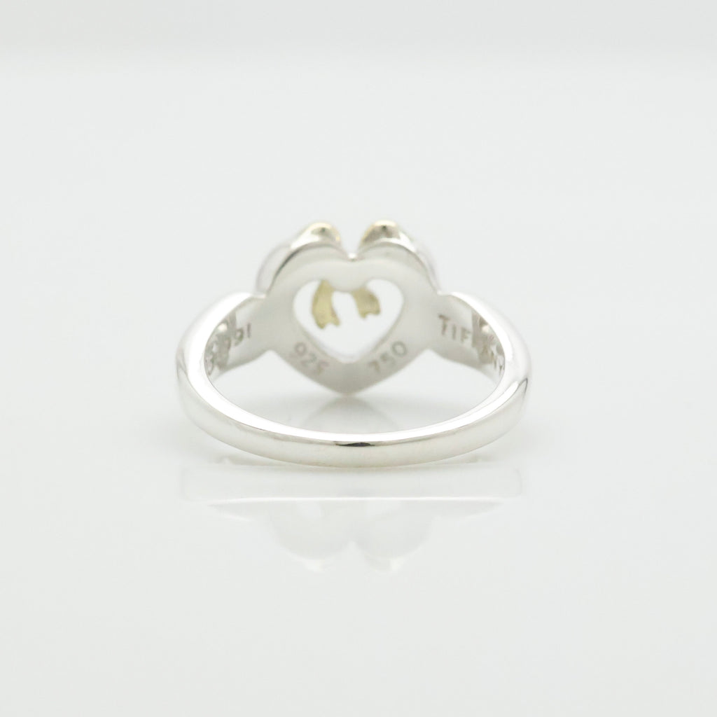 TIFFANY&Co. ハート リボン コンビ イエローゴールド リング 12 号 AG925 AU750