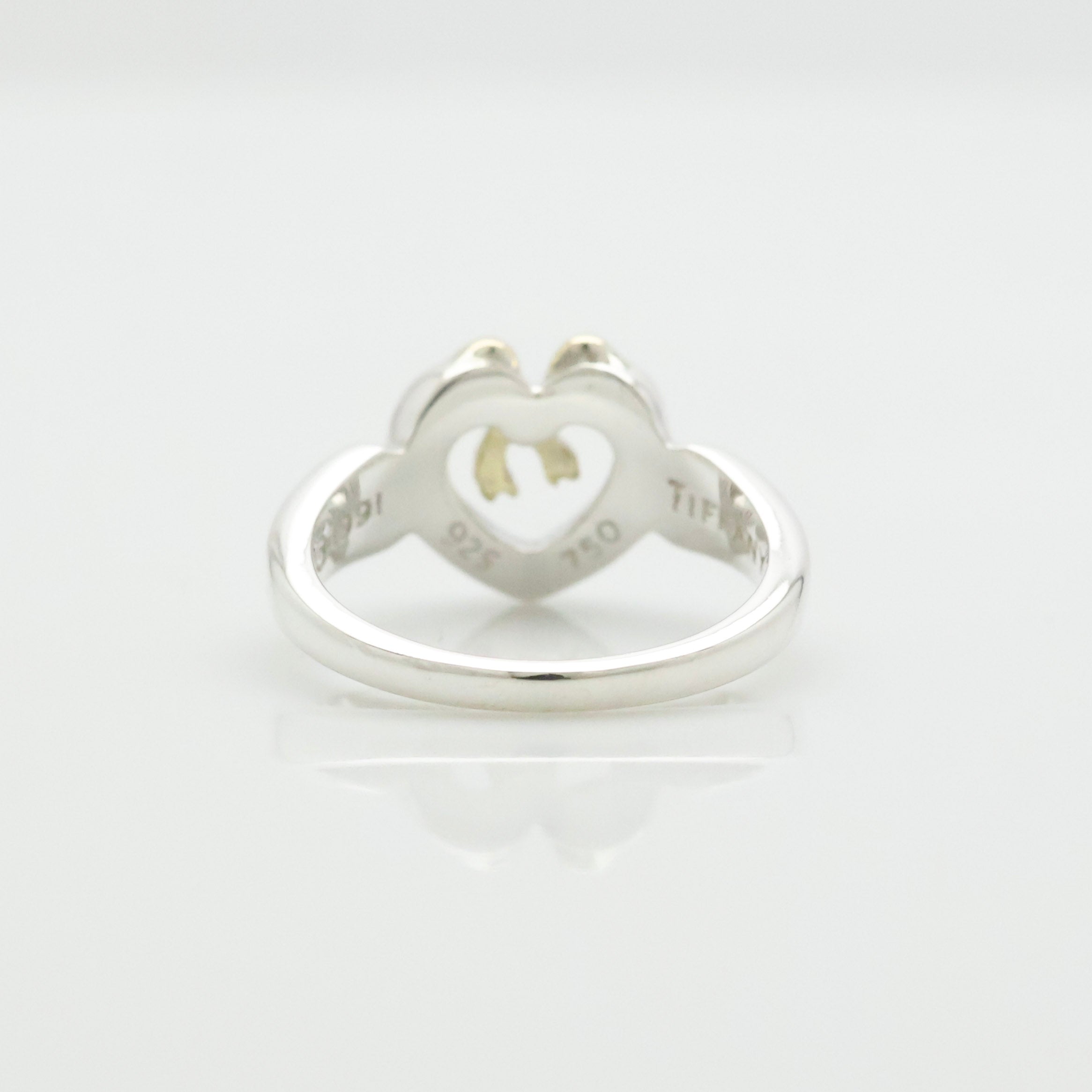 TIFFANY&Co. ハート リボン コンビ イエローゴールド リング 12 号 AG925 AU750