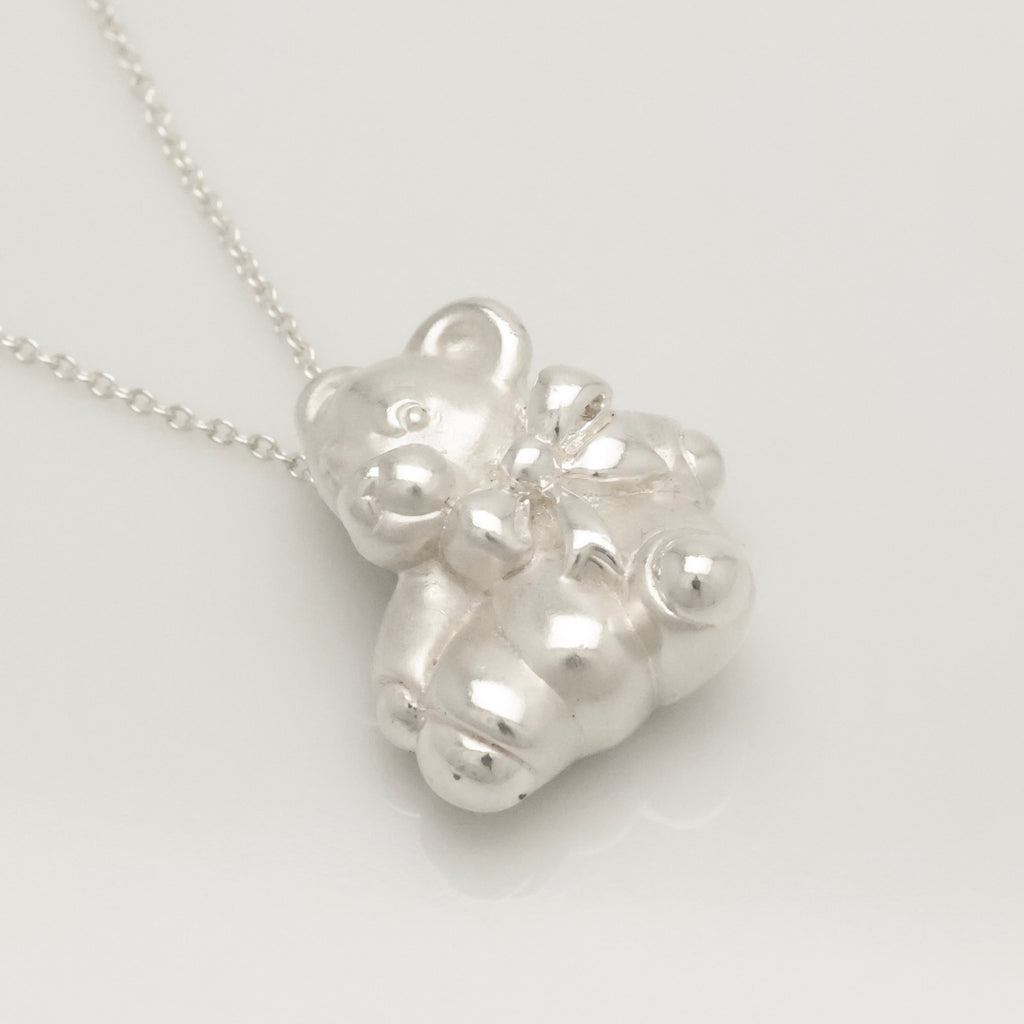 Tiffany & Co. Teddy Bear Ribbon Bow Necklace Sterling Silver 925