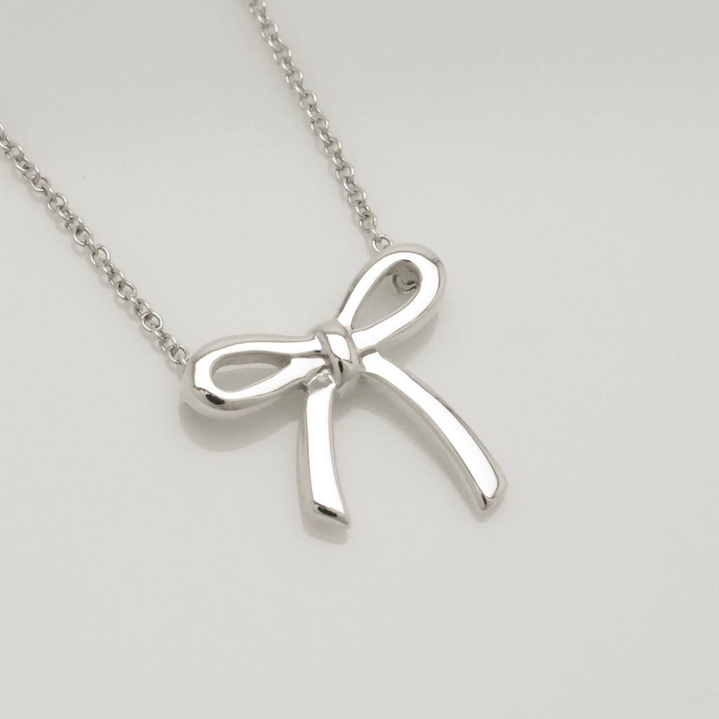 Tiffany & Co. Ribbon Bow Necklace Pendant  Sterling Silver 925 