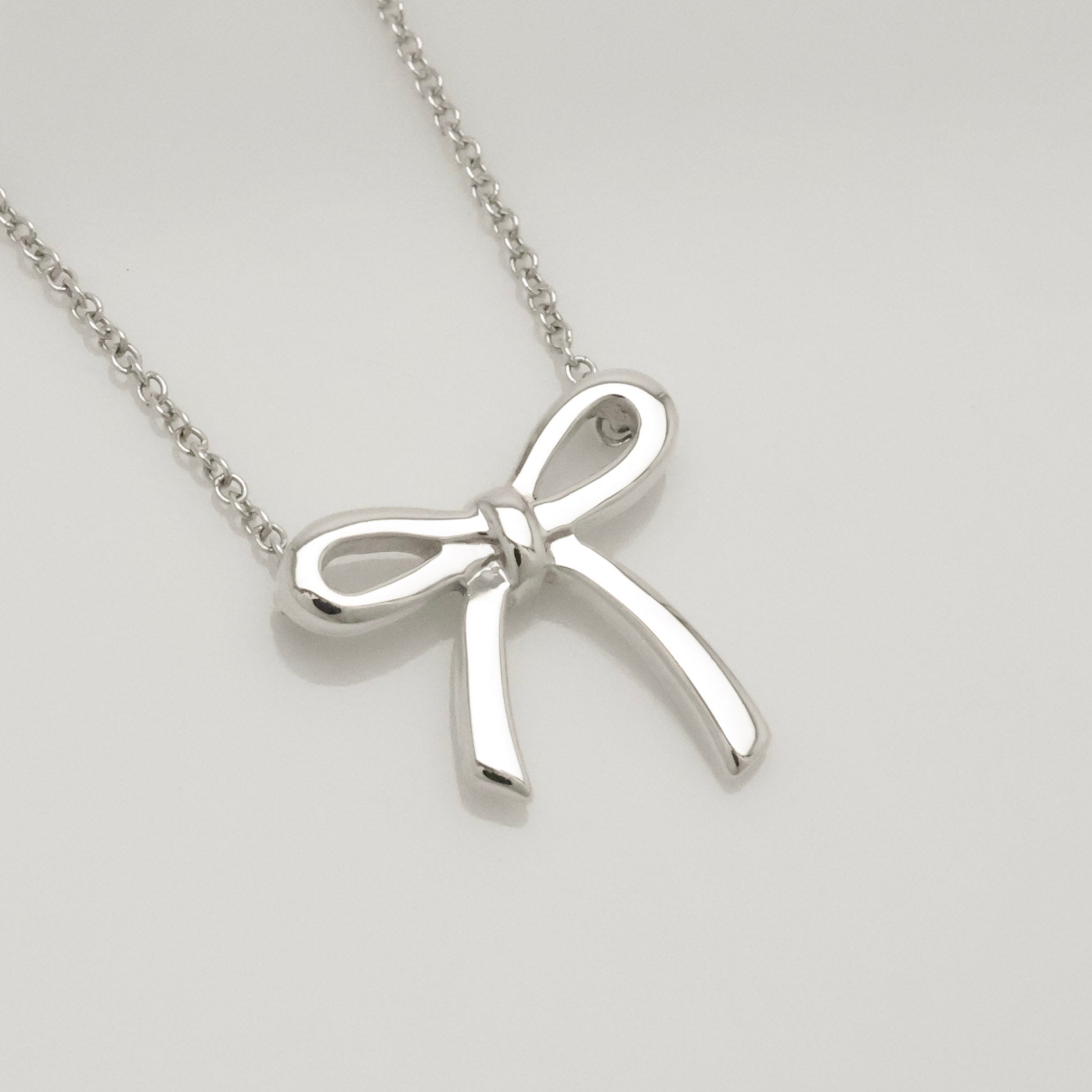 Tiffany & Co. Ribbon Bow Necklace Pendant  Sterling Silver 925 