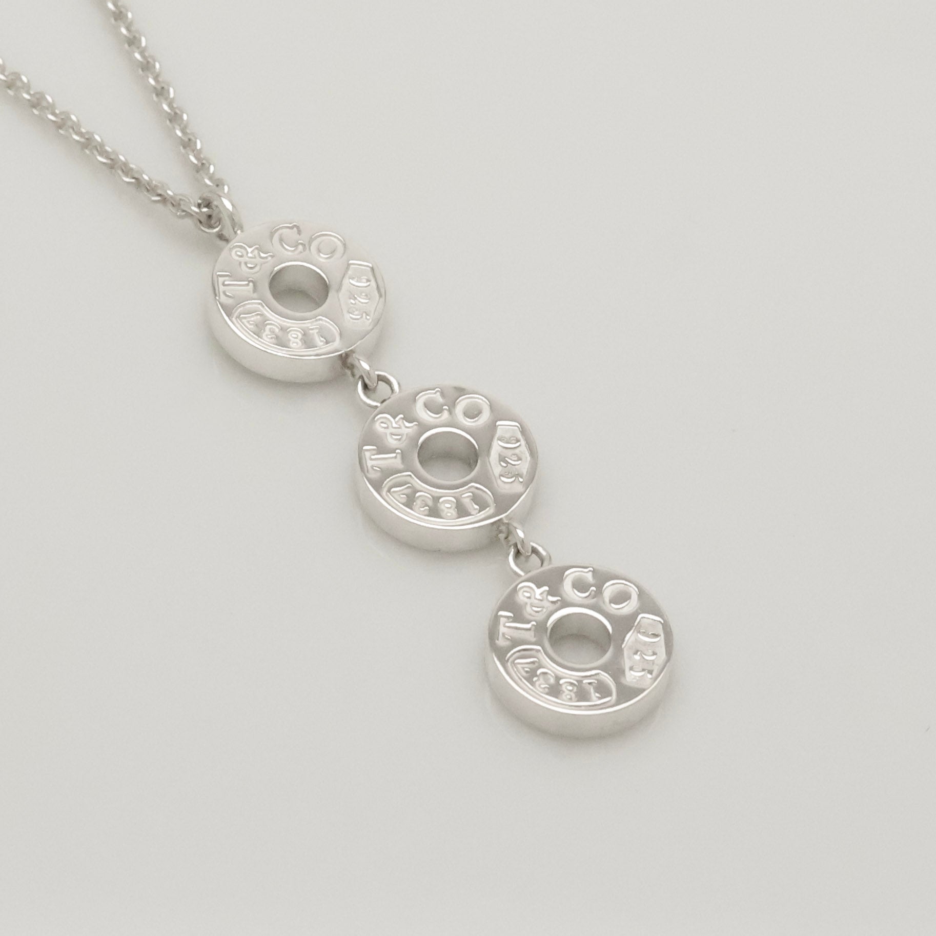 Tiffany & Co. 1837 Triple 3 Circle Pendant Necklace Sterling Silver 925