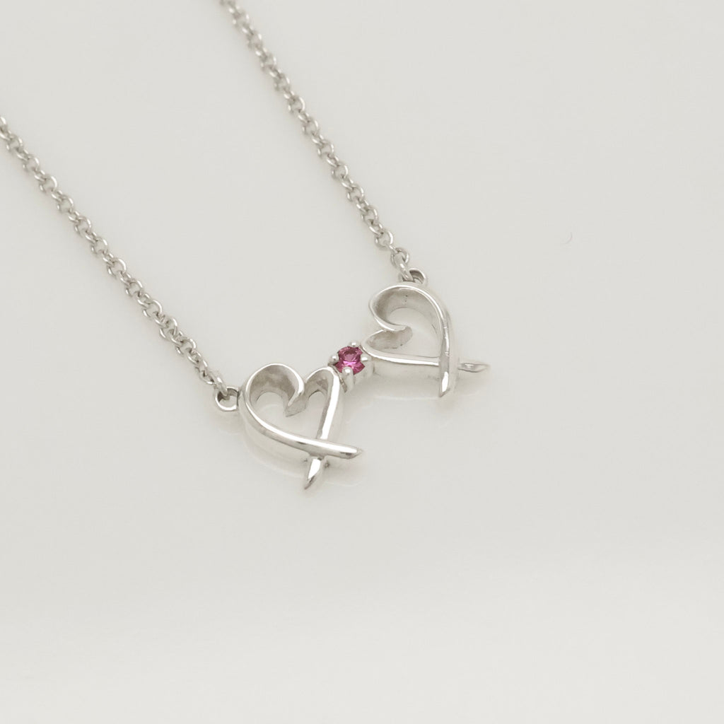 TIFFANY&Co. ダブル ラビング ハート 1P ピンクサファイア パロマピカソ ネックレス AG925