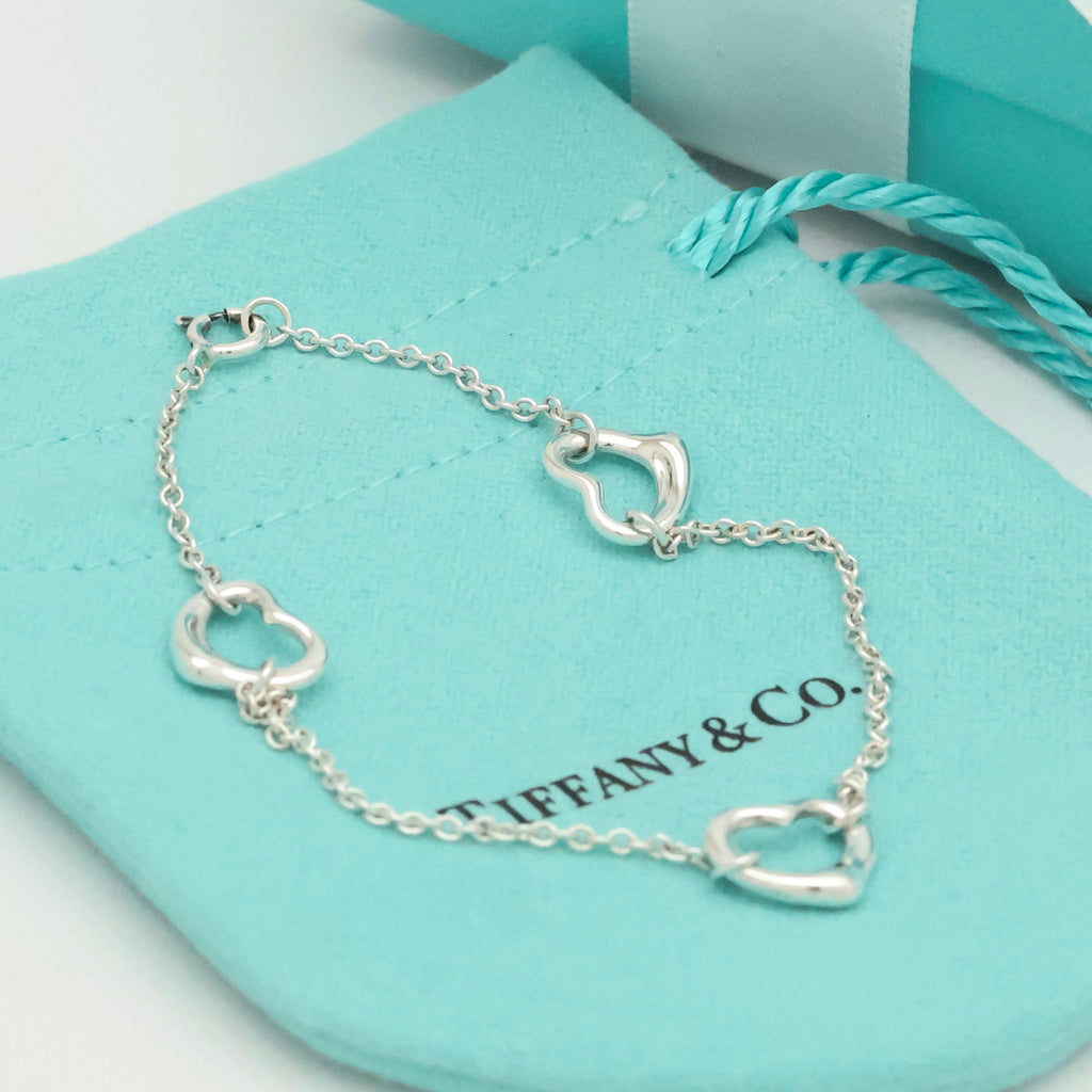 TIFFANY&Co. 3連 トリプル オープン ハート エルサペレッティ ブレスレット AG925