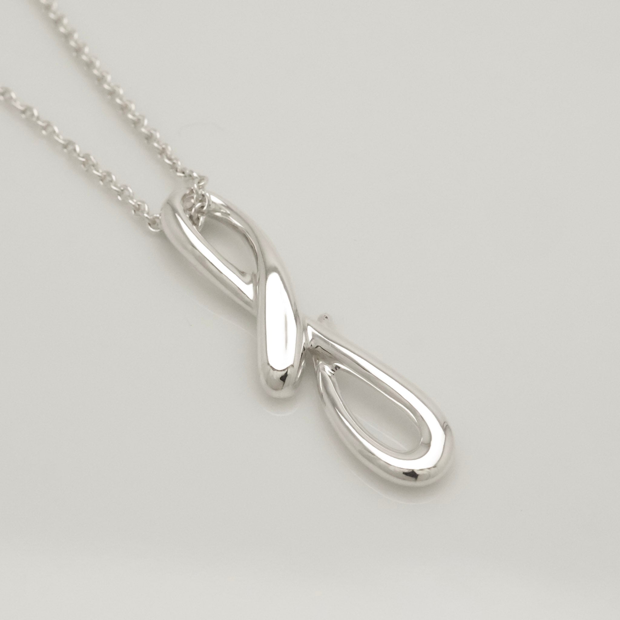 Tiffany & Co. Initial Letter "F" Pendant Necklace Sterling Silver 925