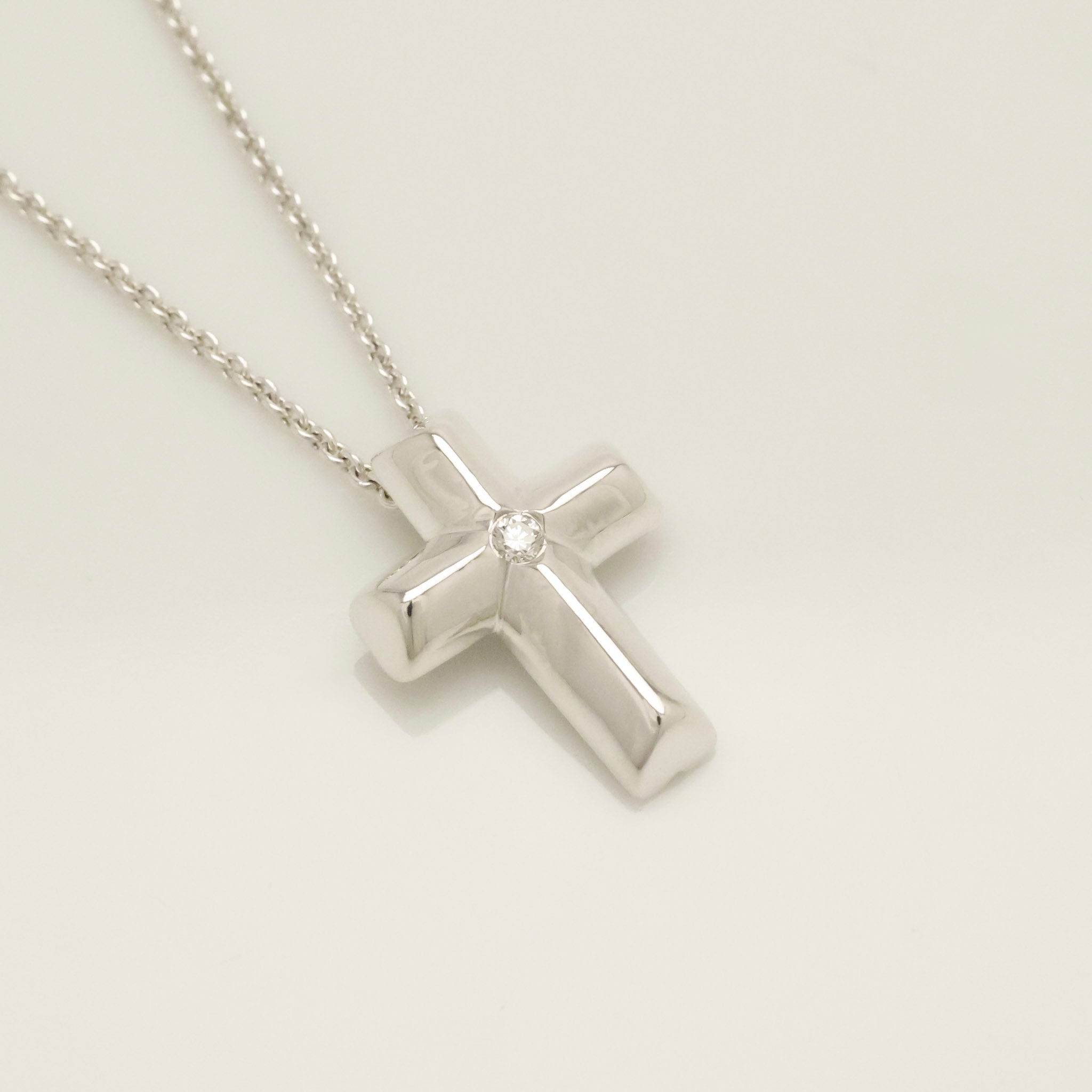 Tiffany & Co. Tenderness Cross Diamond Necklace Sterling Silver 925