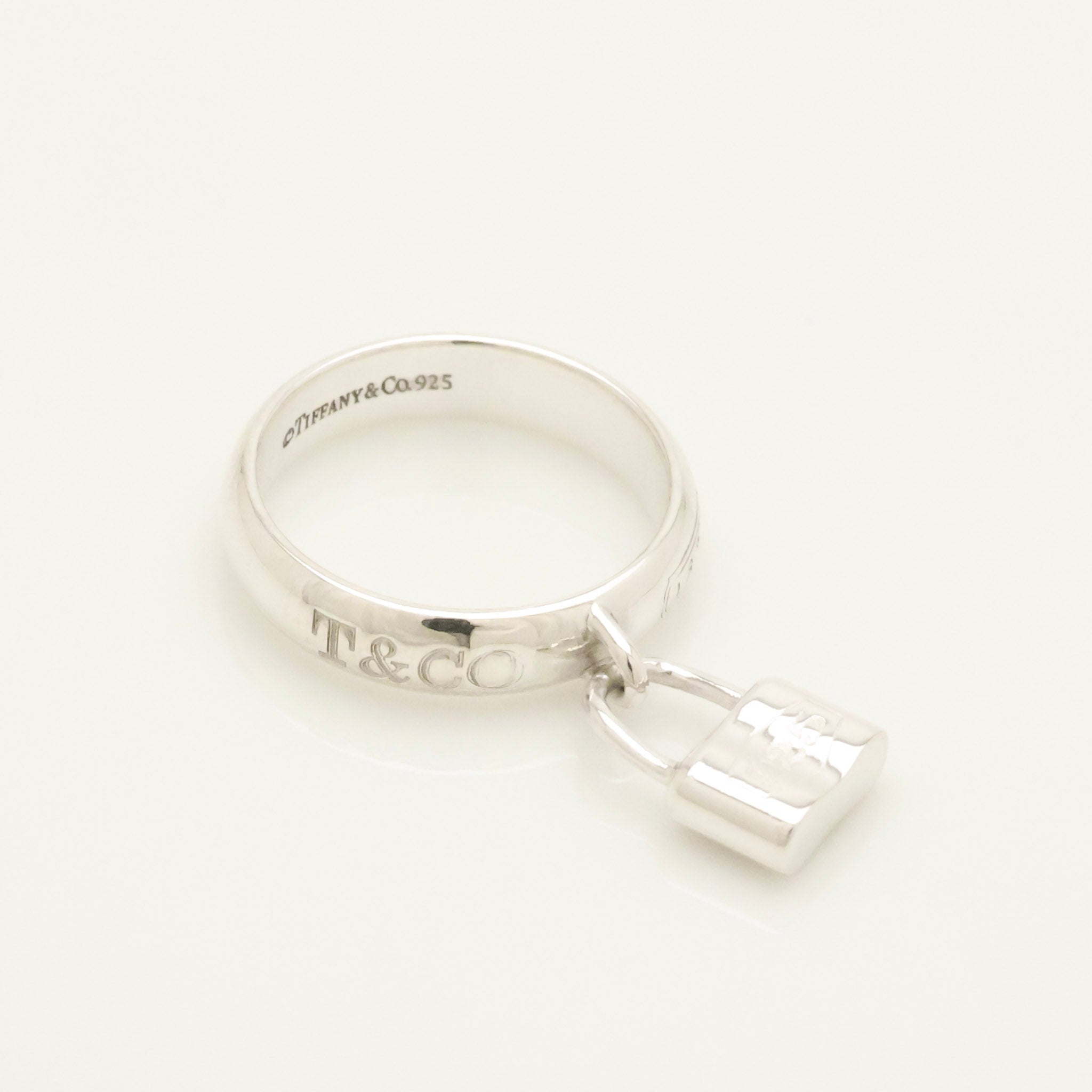 Tiffany & Co. 1837 Padlock Dangle Ring Sterling Silver 925