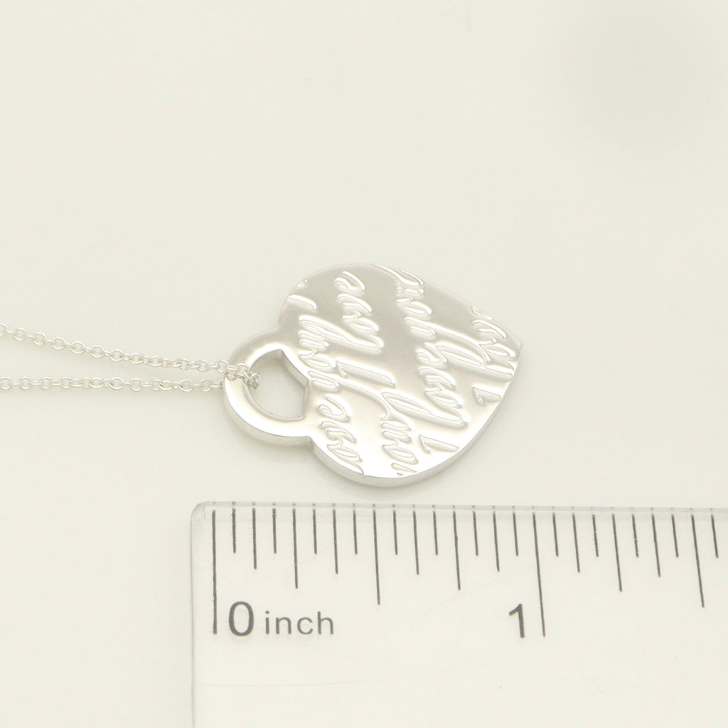 Tiffany & Co. Notes I LOVE YOU Heart Pendant Necklace Sterling Silver 925