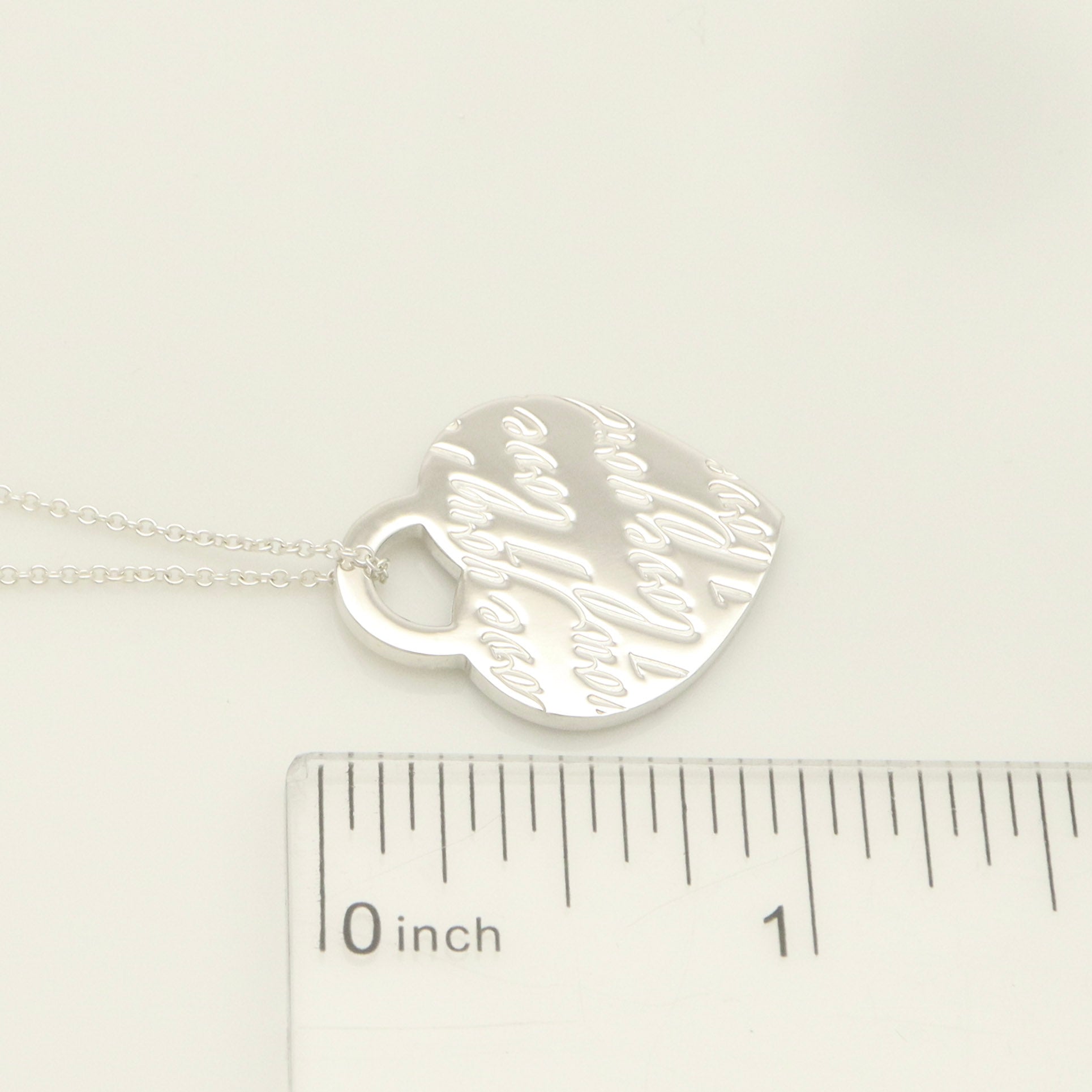 Tiffany & Co. Notes I LOVE YOU Heart Pendant Necklace Sterling Silver 925