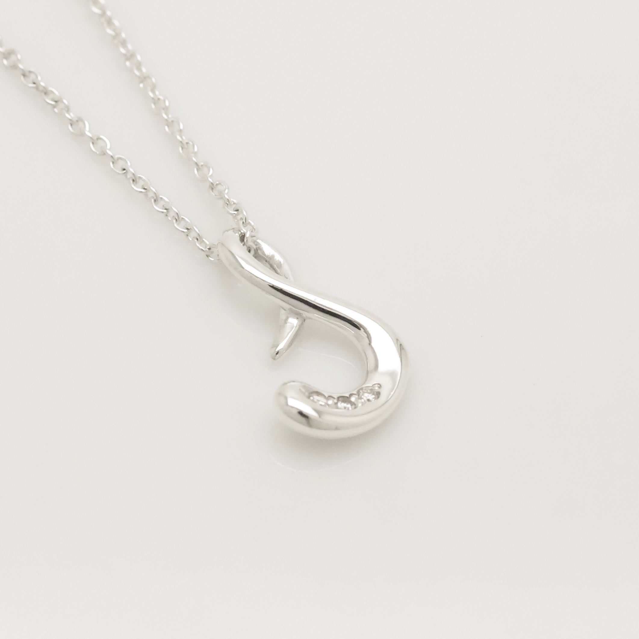 TIFFANY&Co. ノーツ レター S イニシャル 1P ダイヤモンド ネックレス AG925