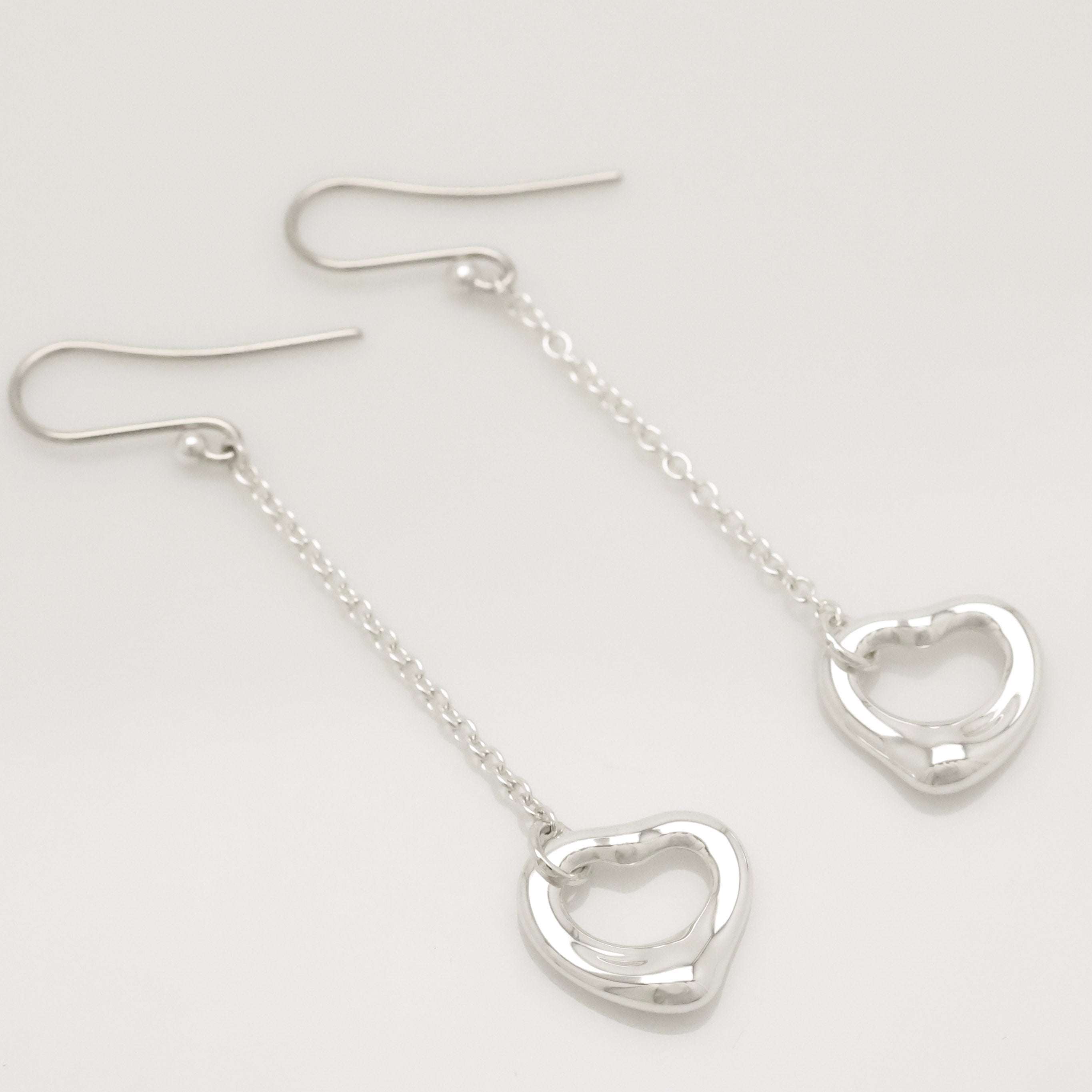 TIFFANY&Co. オープンハート エルサペレッティ ドロップ フック ピアス AG925