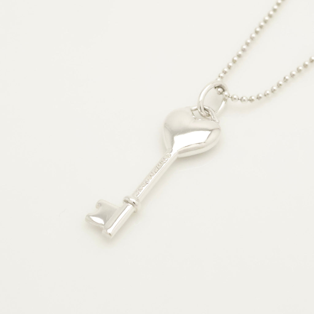 Tiffany & Co. Heart Key 1P Diamond Necklace Sterling Silver 925 