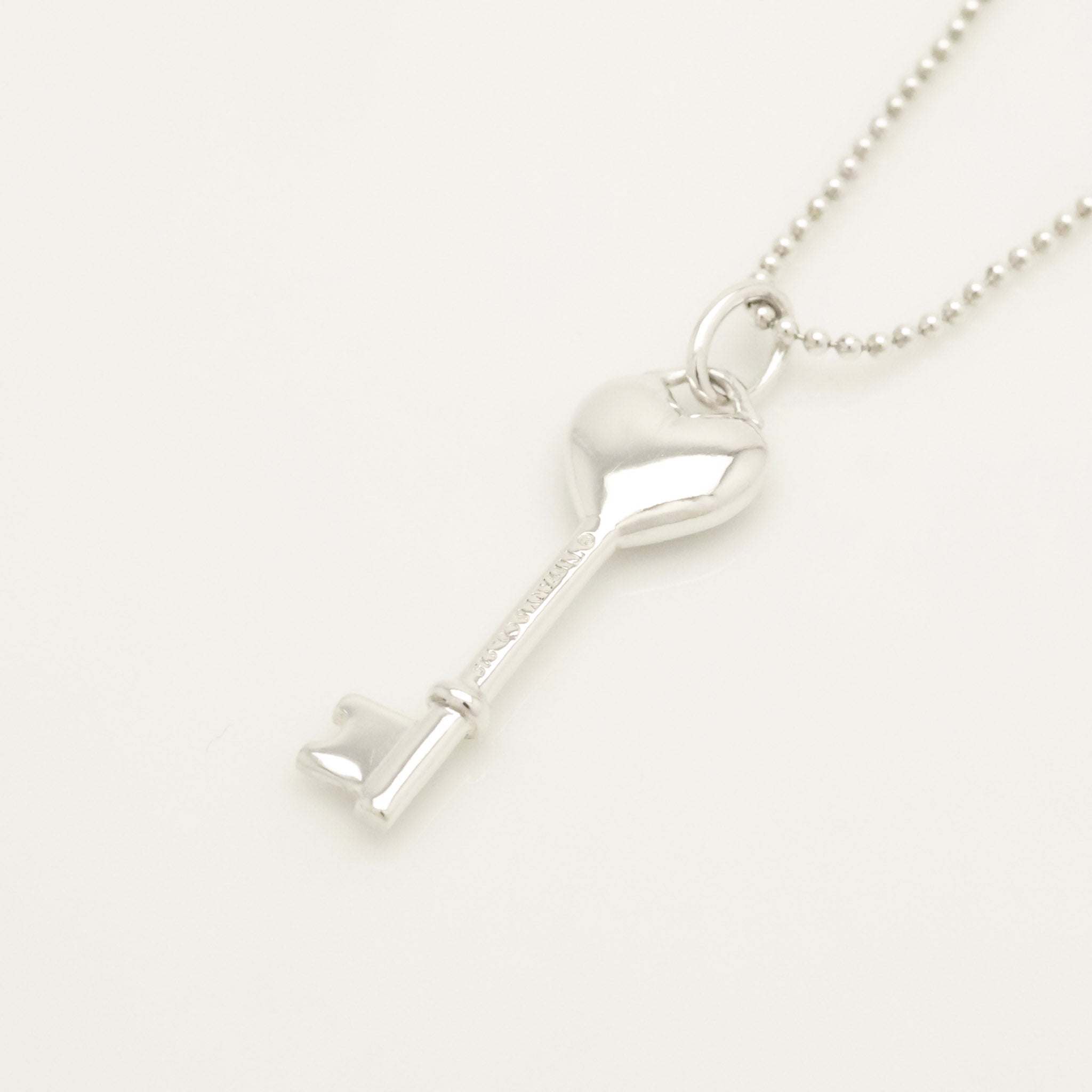 Tiffany & Co. Heart Key 1P Diamond Necklace Sterling Silver 925 