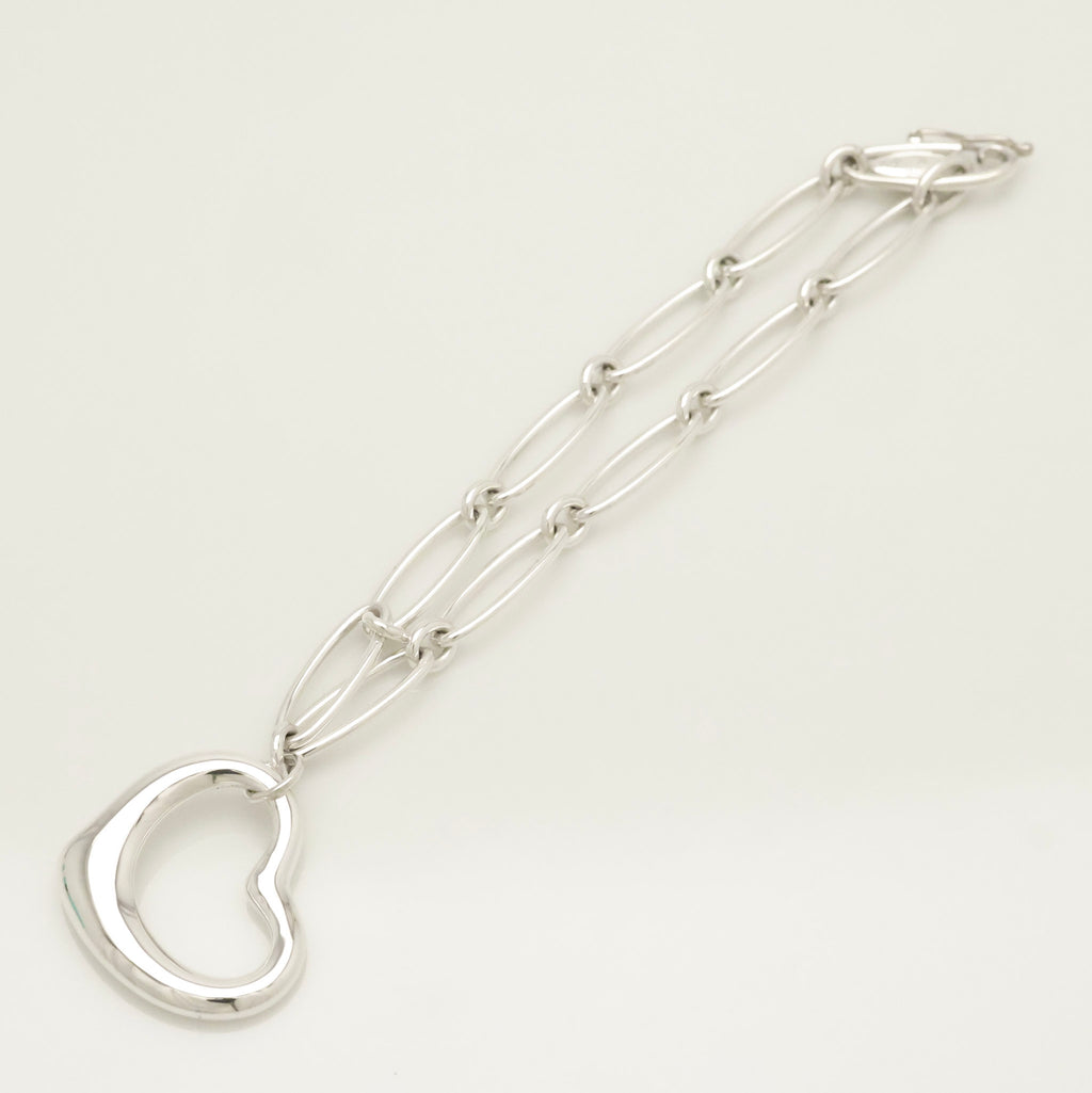 TIFFANY&Co. オープン ハート 22mm エルサペレッティ オーバル リンク チェーン ブレスレット AG925