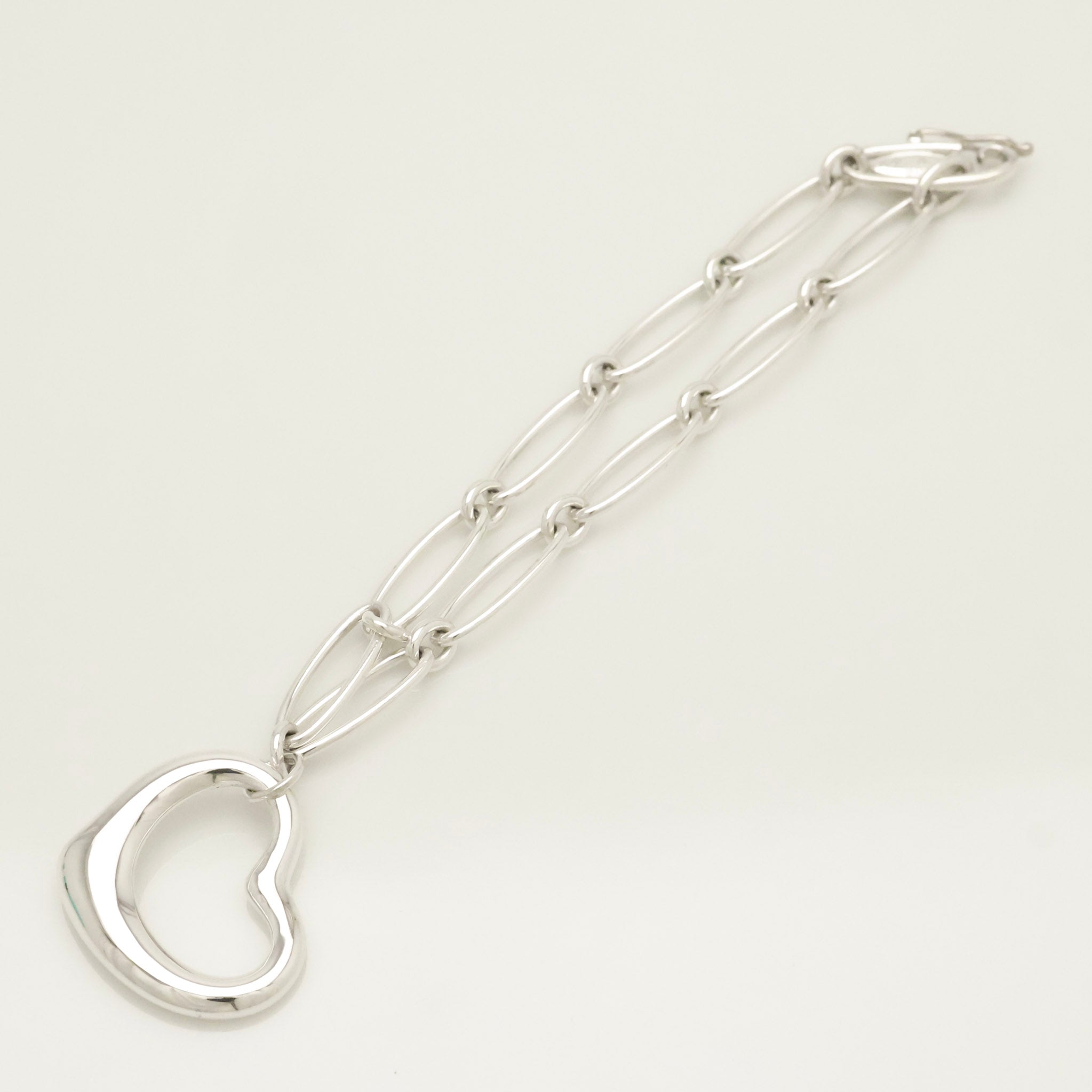 TIFFANY&Co. オープン ハート 22mm エルサペレッティ オーバル リンク チェーン ブレスレット AG925