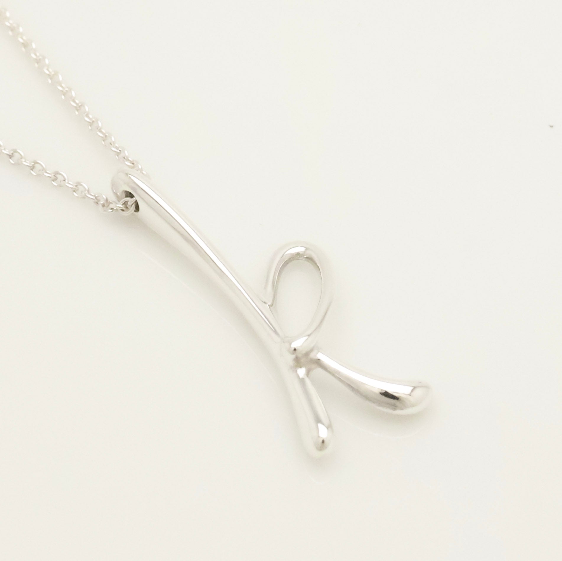 Tiffany & Co. Initial Letter "K" Pendant Necklace Sterling Silver 925