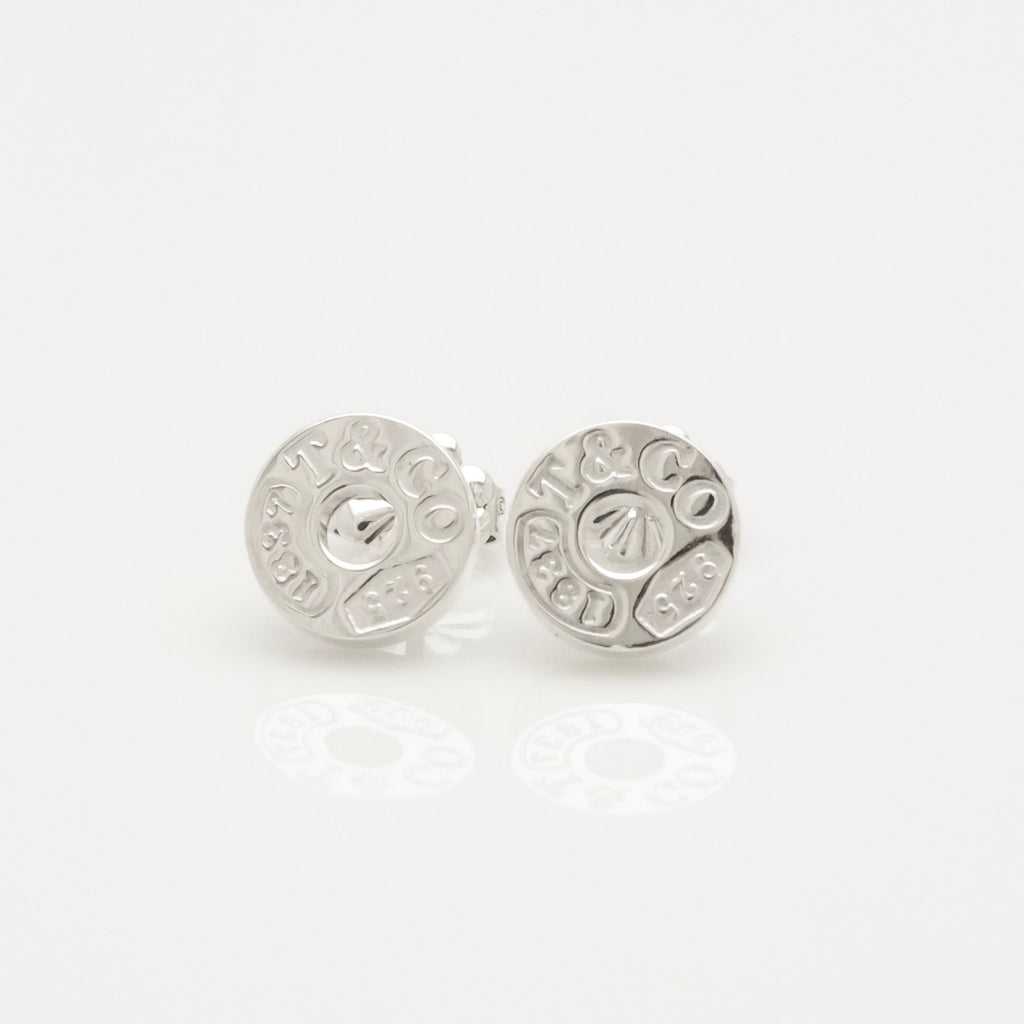 Tiffany & Co. 1837 Round Circle Stud Earrings Sterling Silver 925 