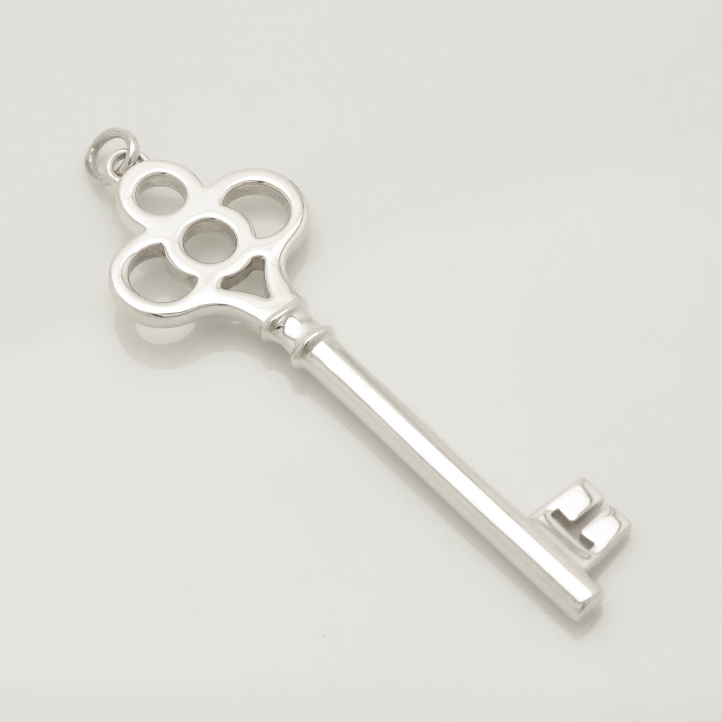 Tiffany & Co. LARGE Crown Key Pendant Charm Sterling Silver 925