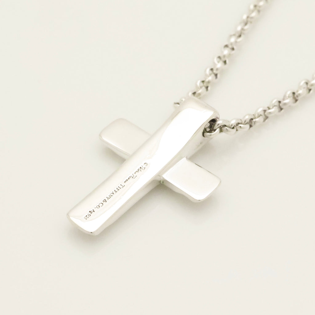  Tiffany & Co. Picasso Groove Cross Necklace Sterling Silver 925 