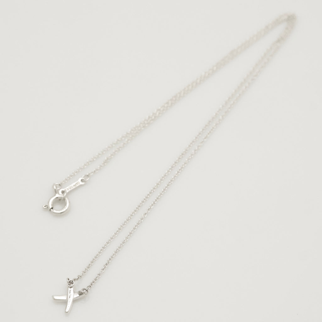 Tiffany & Co. Mini X Kiss Cross Pendant Necklace Sterling Silver 925 