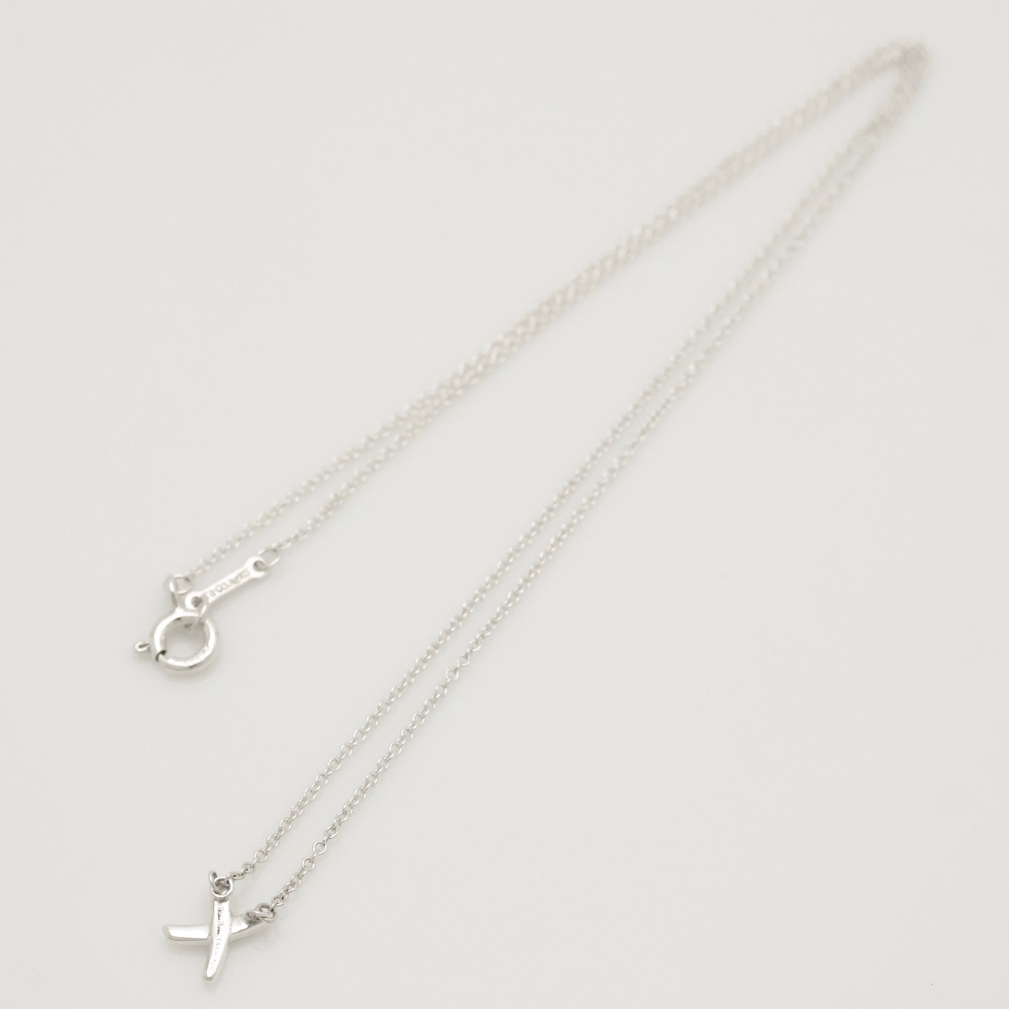 Tiffany & Co. Mini X Kiss Cross Pendant Necklace Sterling Silver 925 