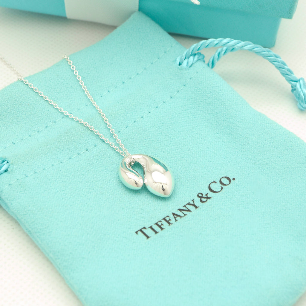 Tiffany & Co. Elsa Peretti Sterling Silver Double Teardrop Pendant Necklace Sterling Silver 925