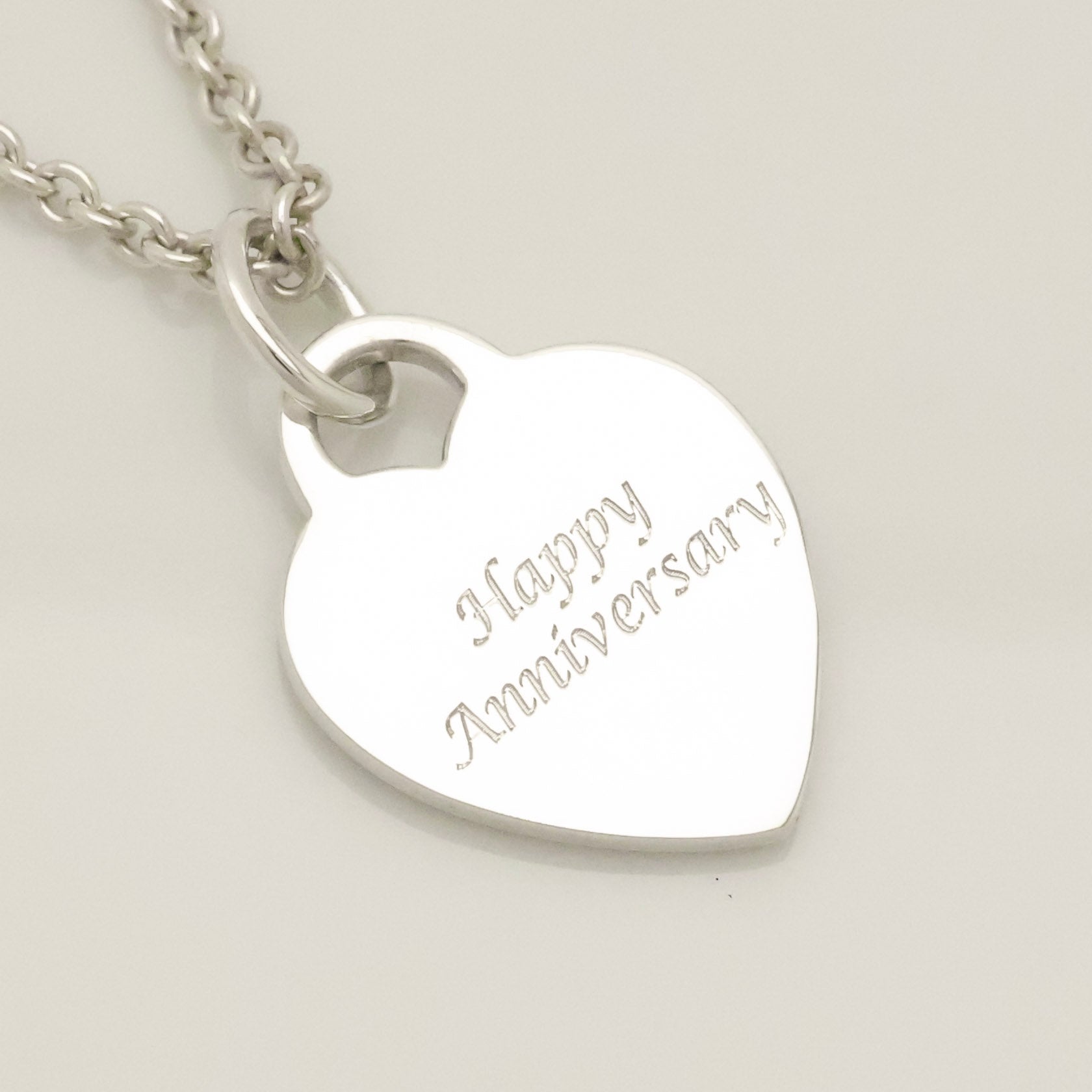 Tiffany & Co. Happy Anniversary Heart Tag Necklace Sterling Silver 925