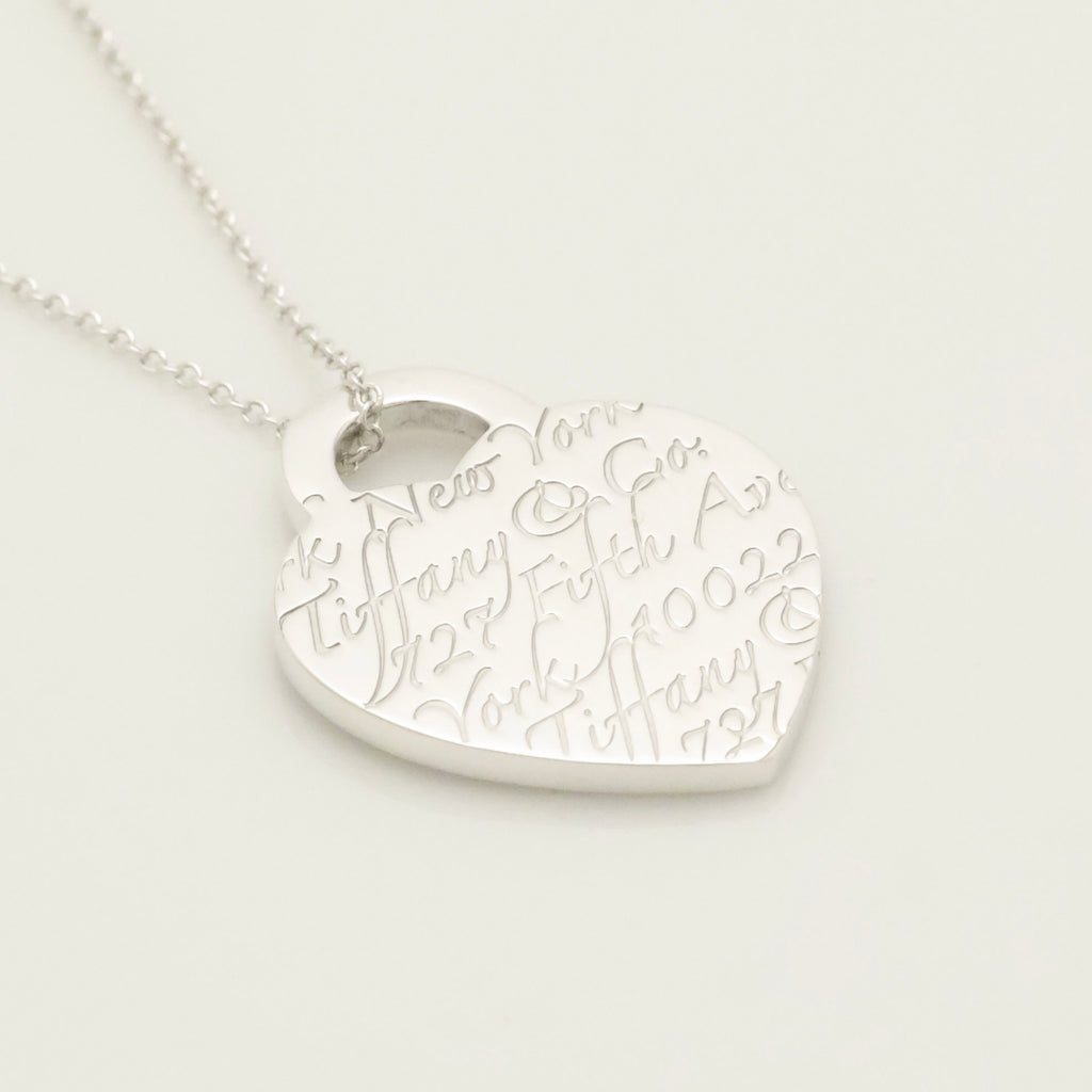 Tiffany & Co. Notes New York Heart Tag Pendant Necklace Sterling Silver 925