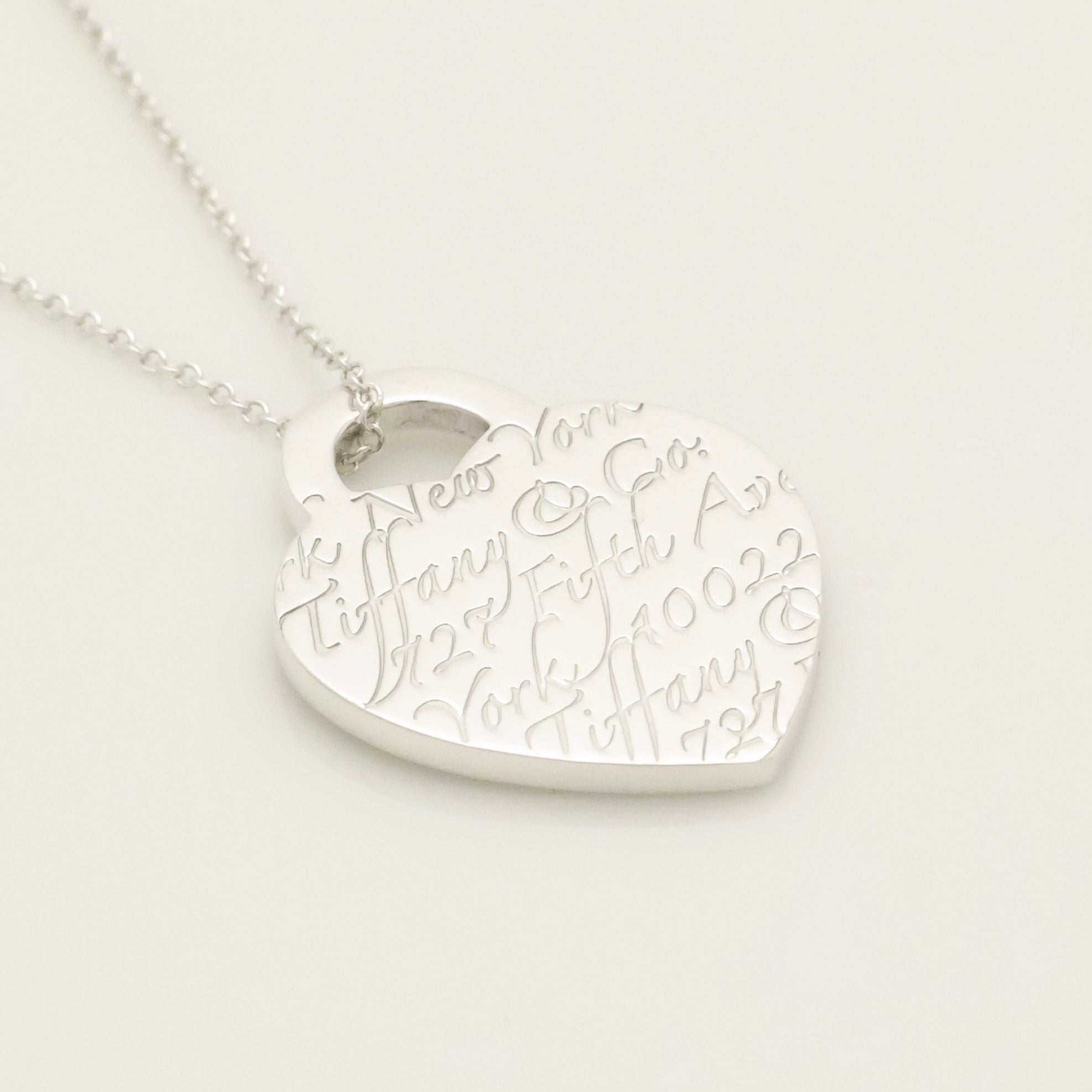 Tiffany & Co. Notes New York Heart Tag Pendant Necklace Sterling Silver 925