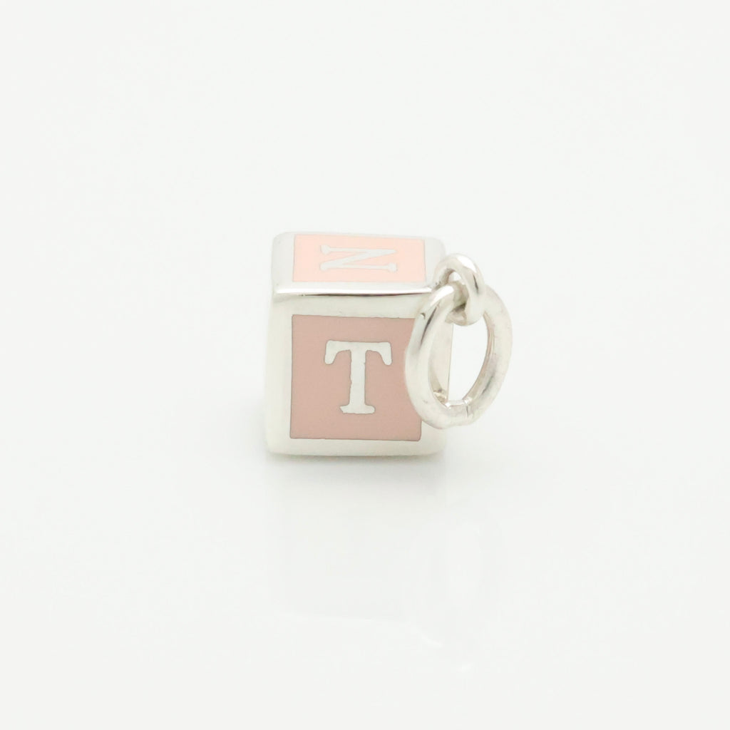 TIFFANY&Co. NY  T&CO ピンク エナメル ブロック キューブ チャーム AG925