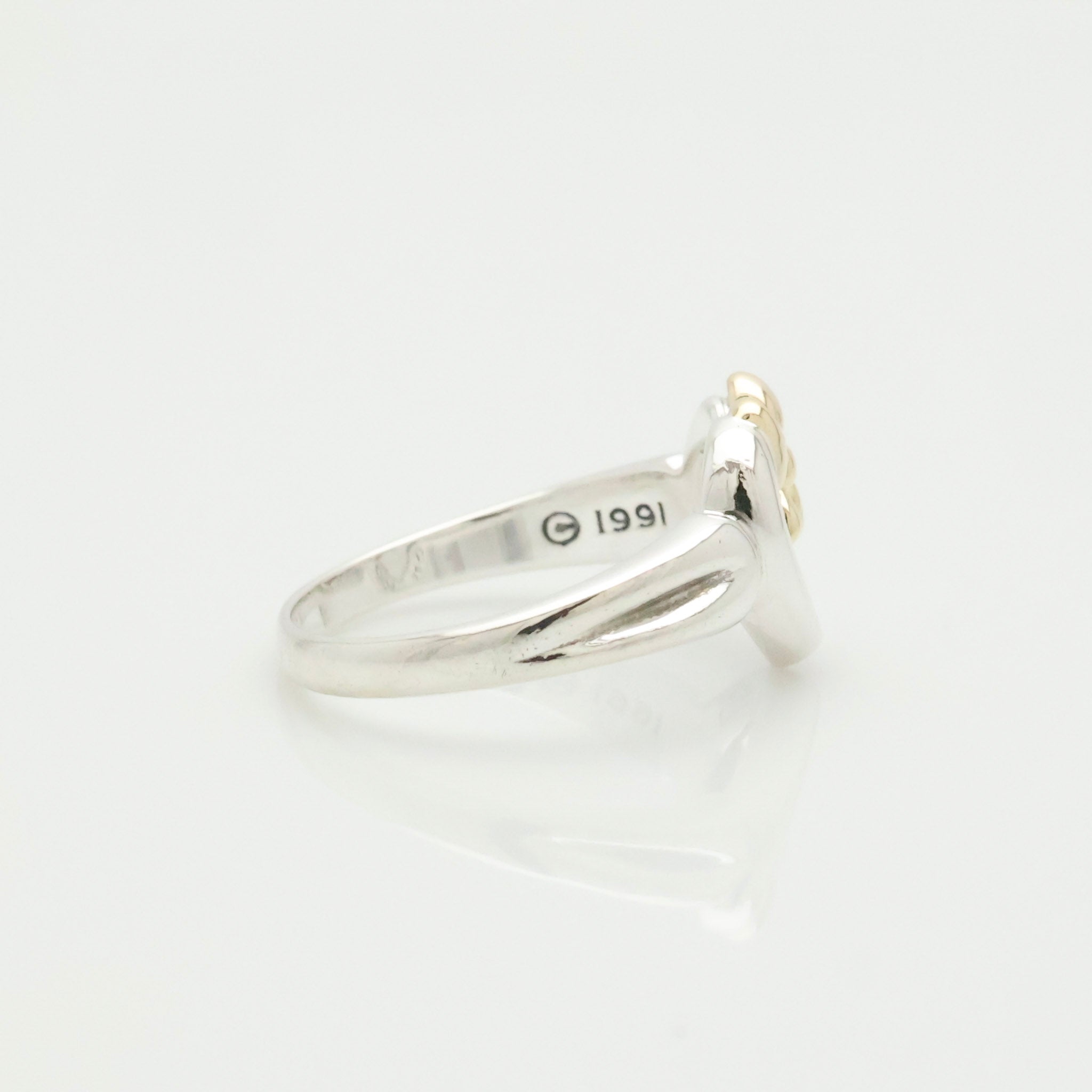 Tiffany & Co. Ribbon Bow Heart Ring  Gold &  Sterling Silver 925