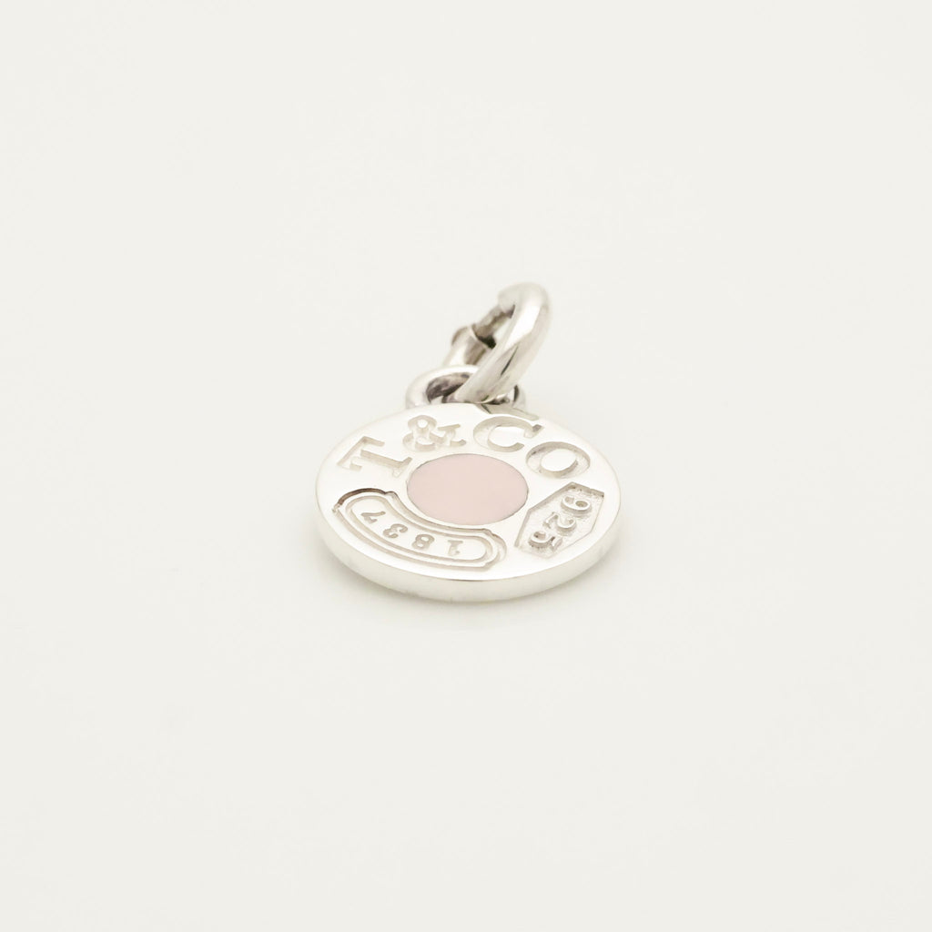 Tiffany & Co Pink Enamel 1837 Circle Pendant Charm Sterling Silver 925