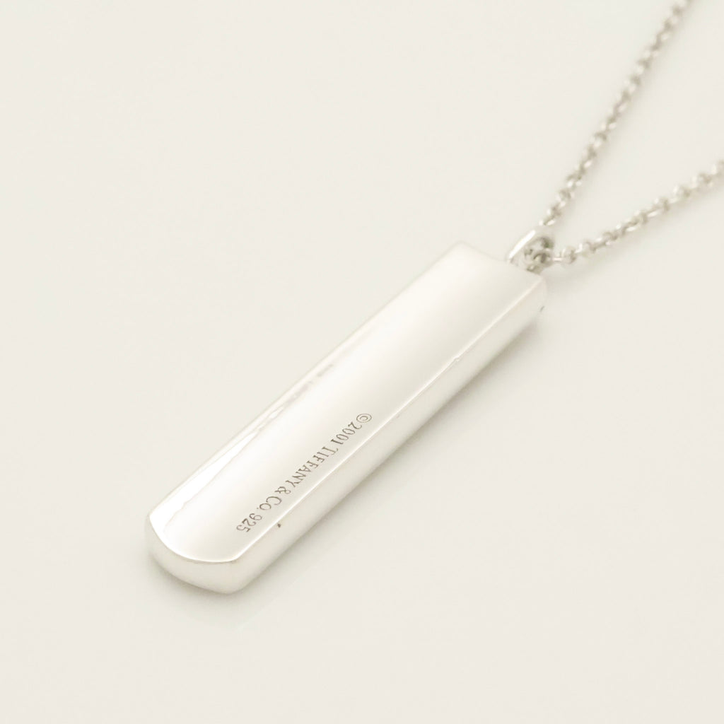 TIFFANY & Co. 1837 Bar Plate Pendant Necklace Chain Sterling Silver 925