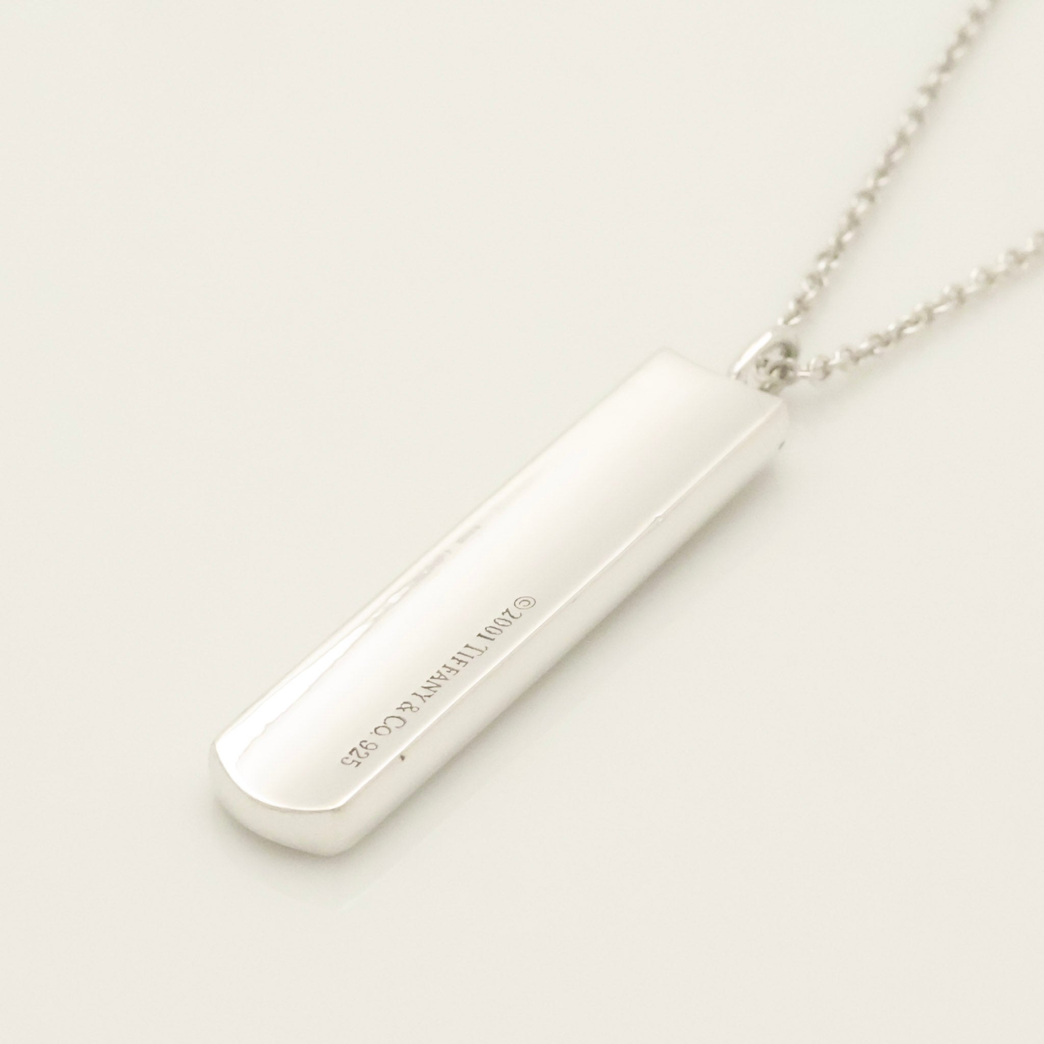 TIFFANY & Co. 1837 Bar Plate Pendant Necklace Chain Sterling Silver 925