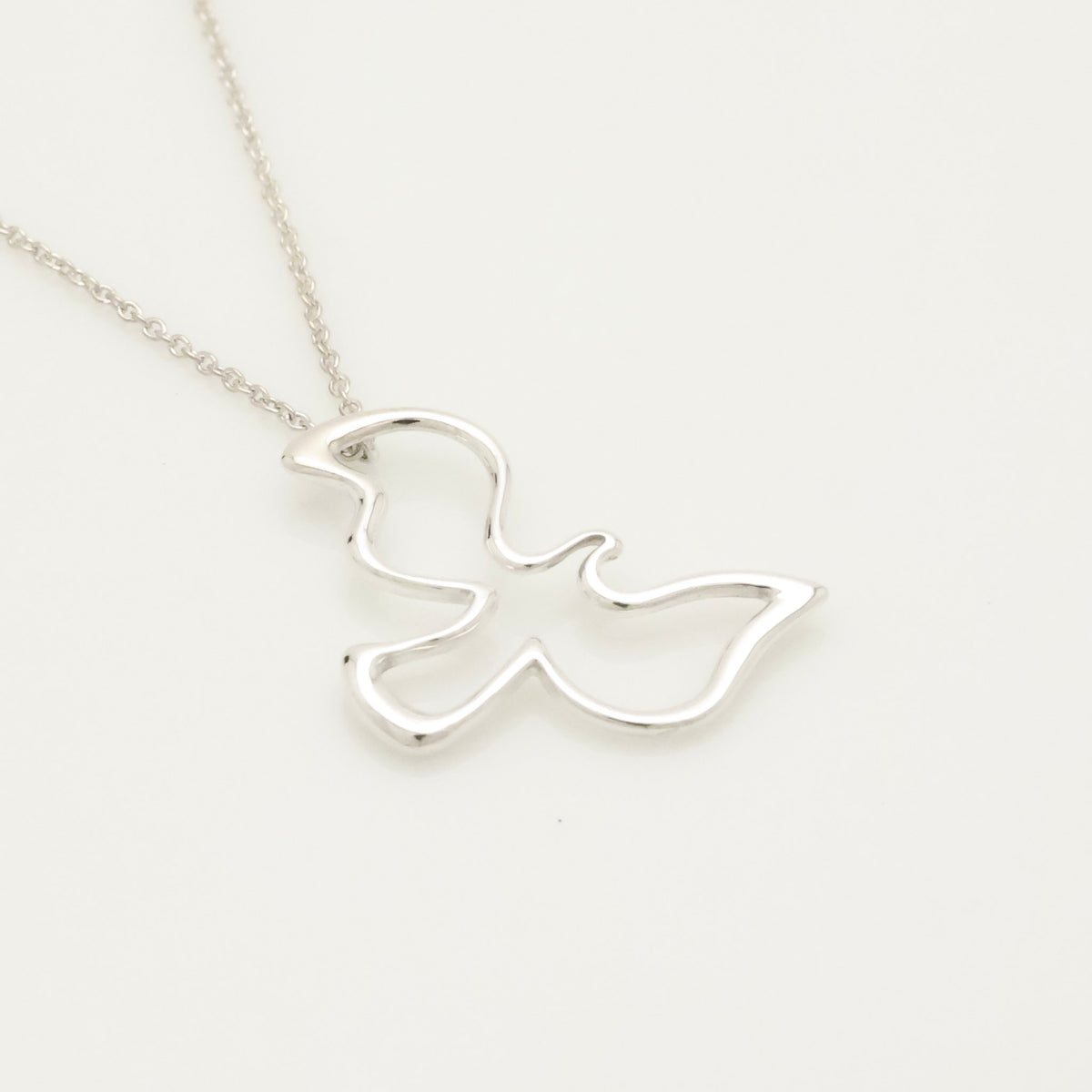 Tiffany & Co. Picasso Open Dove Bird Pendant Necklace Sterling Silver 925