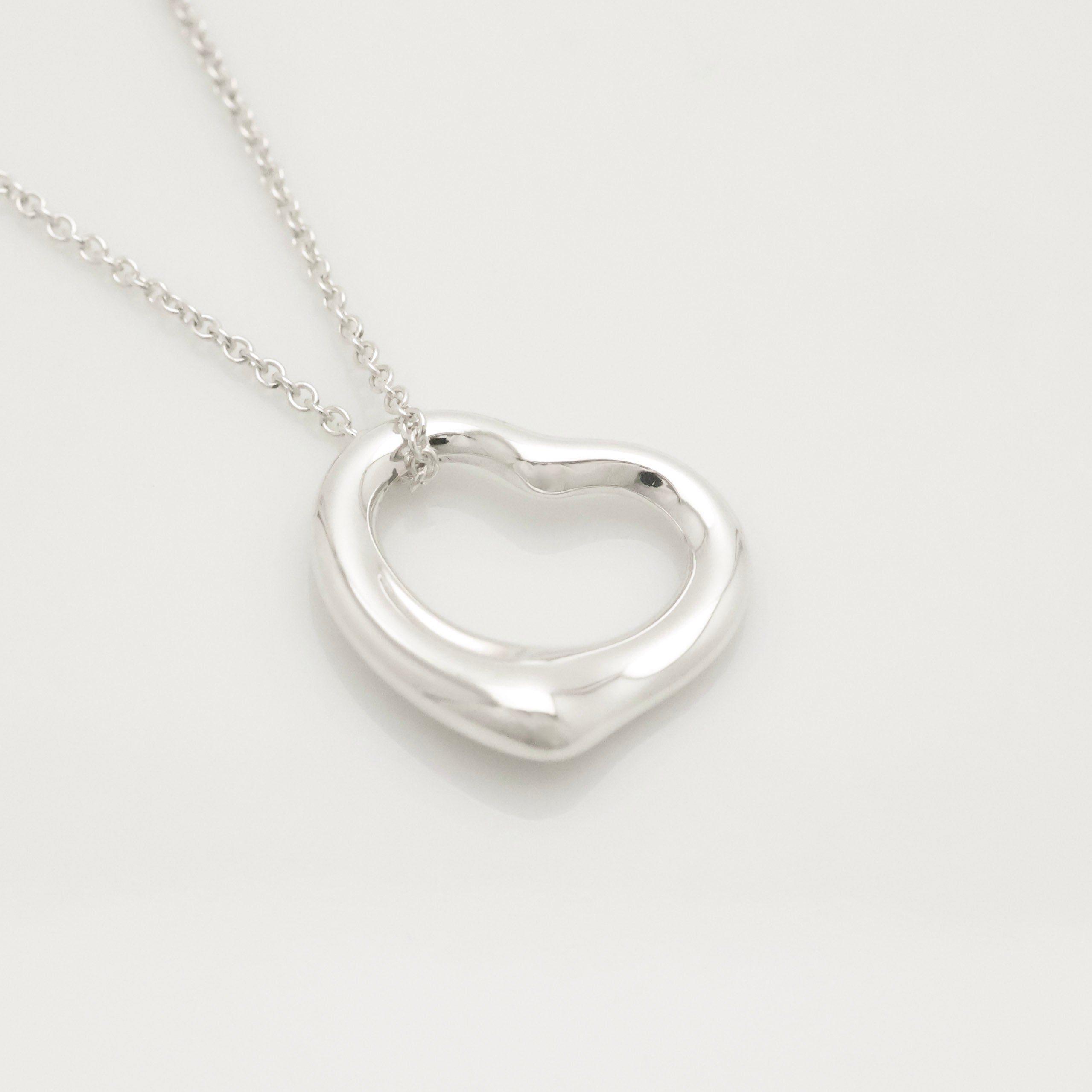 Tiffany & Co. Open Heart Pendant Necklace Sterling Silver 925