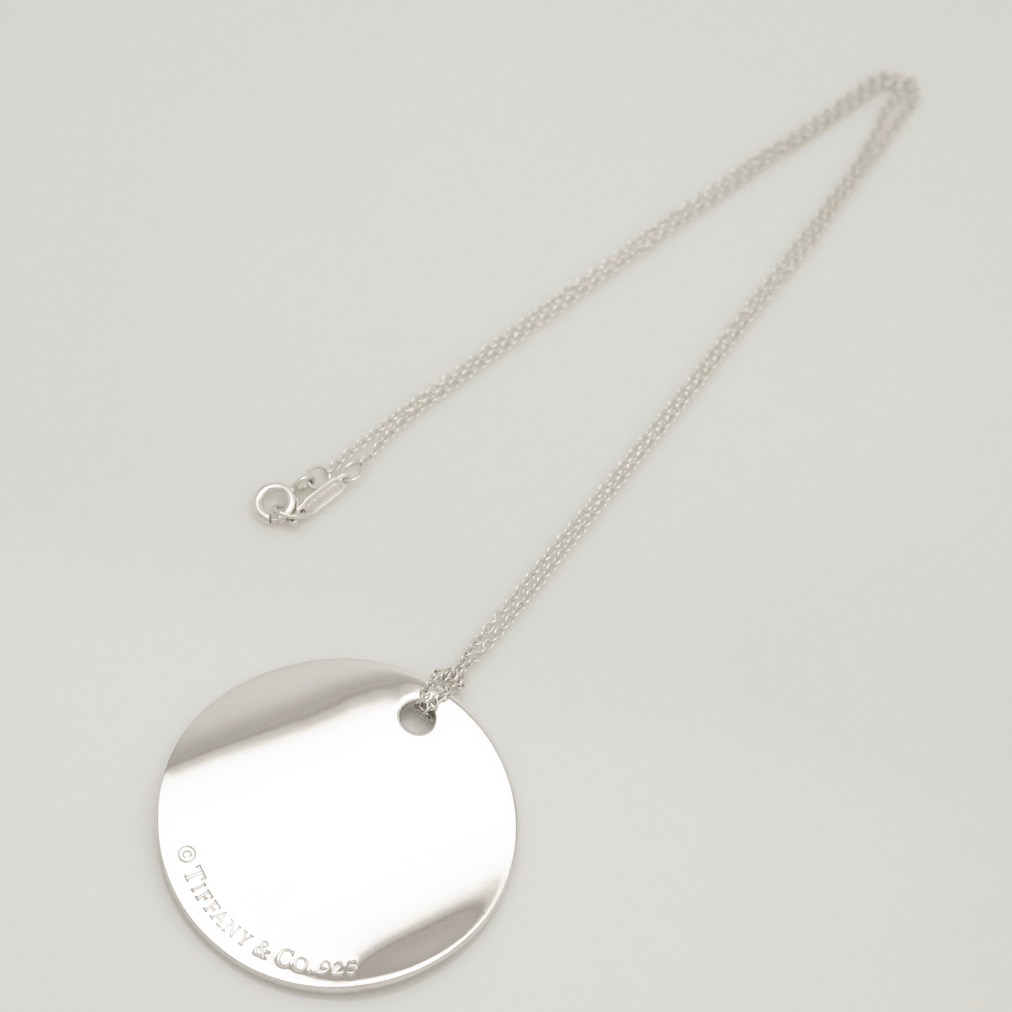 Tiffany & Co. Notes New York XL Large Wavy Round Circle Necklace Sterling Silver 925