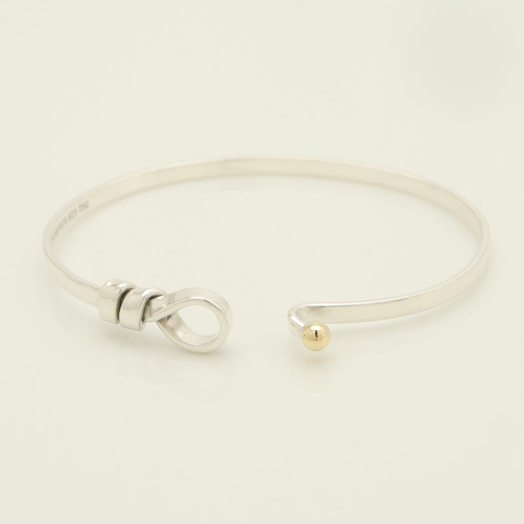 Tiffany & Co. Hook & Eye Bangle Sterling Silver 925 Gold 18k