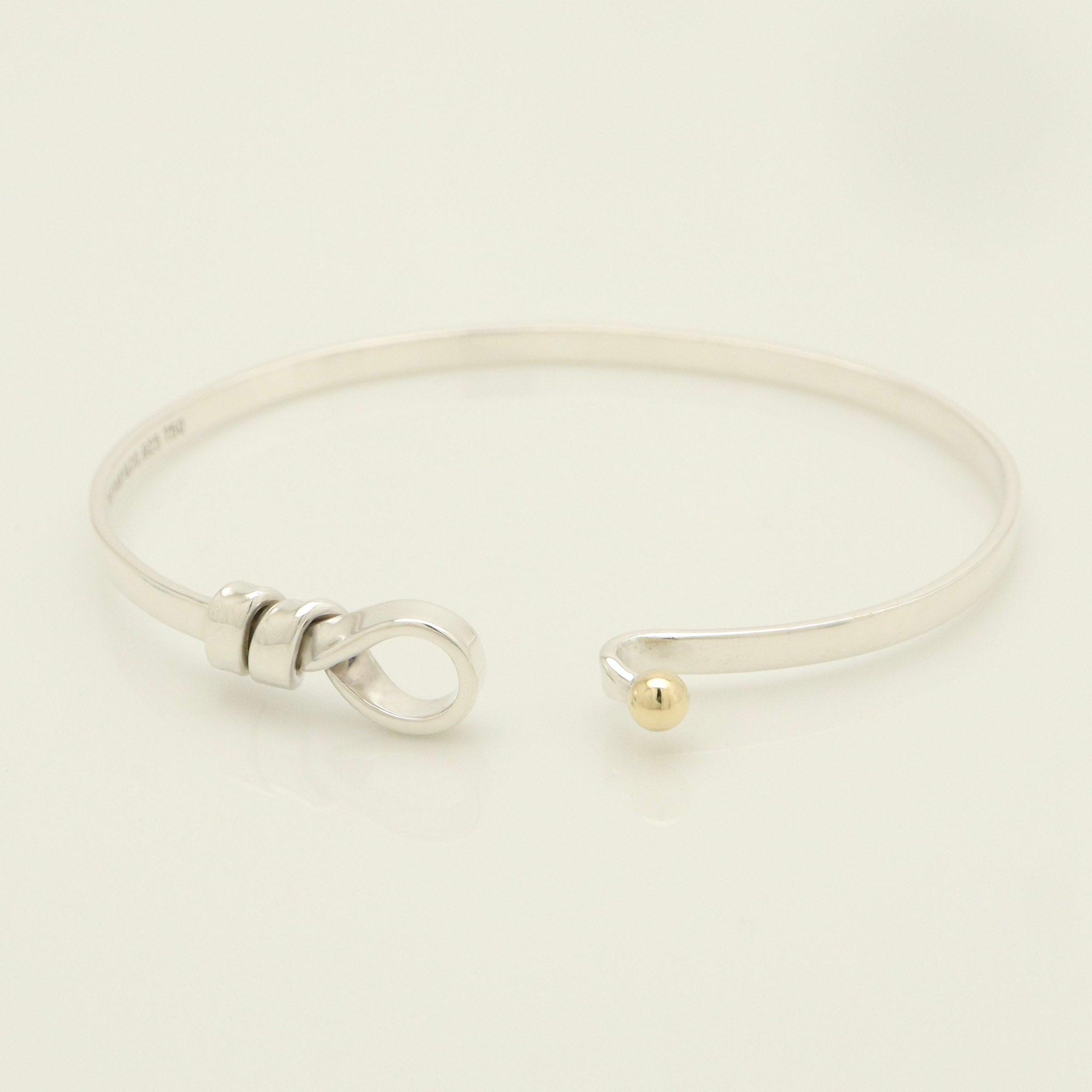 Tiffany & Co. Hook & Eye Bangle Sterling Silver 925 Gold 18k